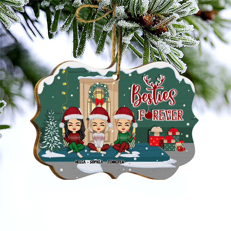 Bestie Christmas Bestie Forever - Christmas Gift For BFF - Personalized Custom Wooden Ornament - Image 3