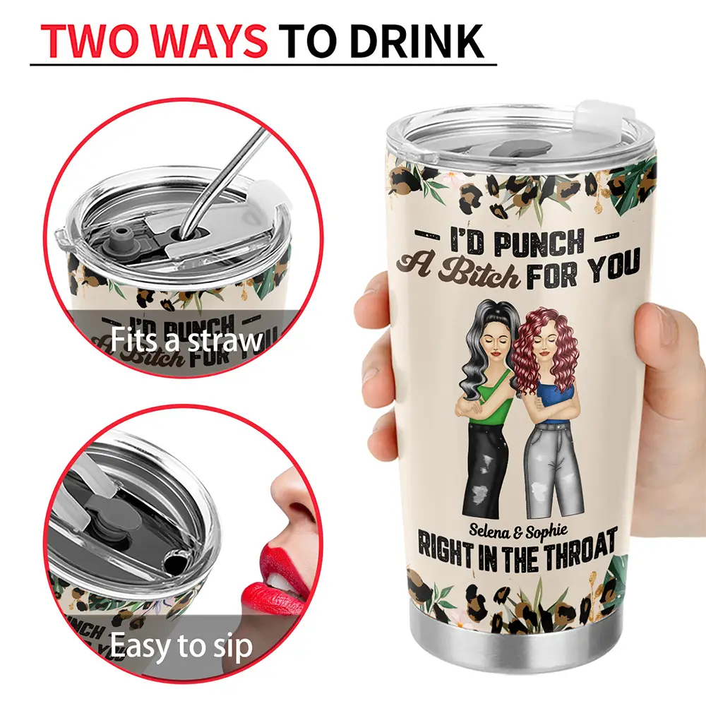 Bestie Fashion Punch Right In The Throat - Personalized Tumbler - Image 3