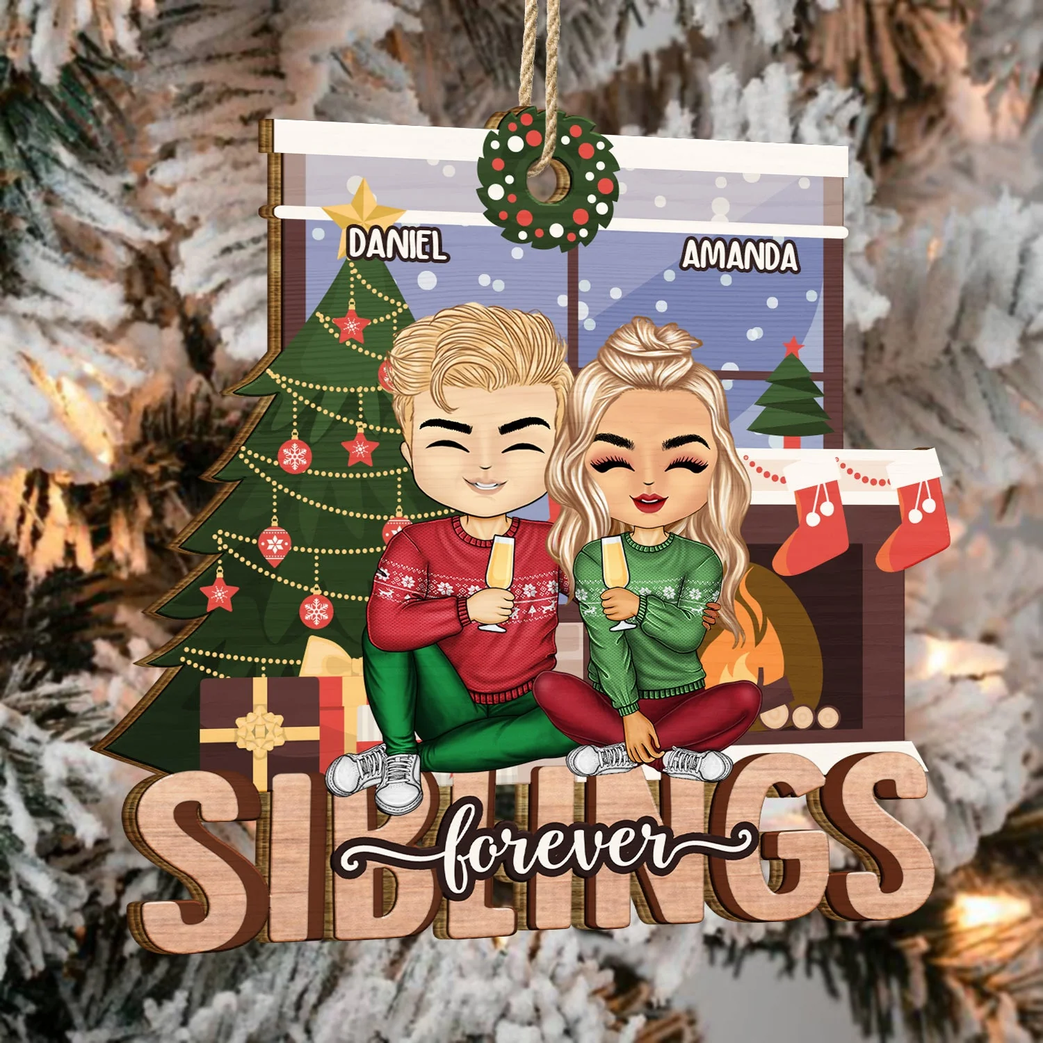 Bestie Forever - Christmas Gift For Best Friends, Colleagues, Sibling, Family - Personalized Wooden Cutout Ornament - Image 4