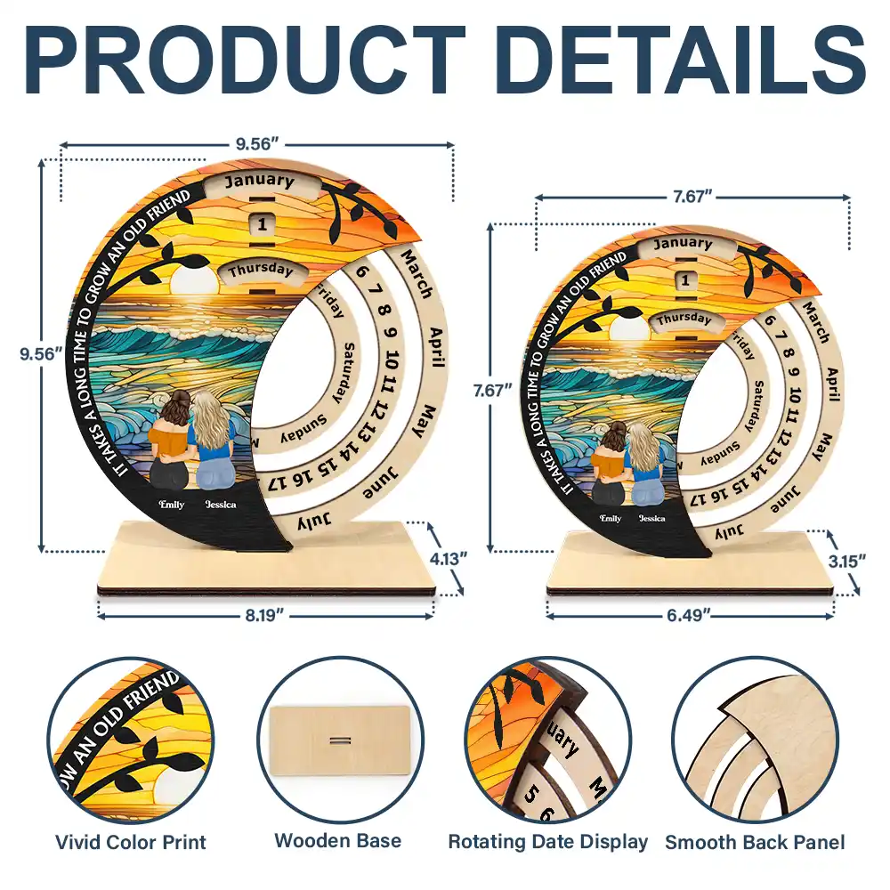 Bestie Forever - Personalized Spinning Perpetual Desk Calendar - Image 5