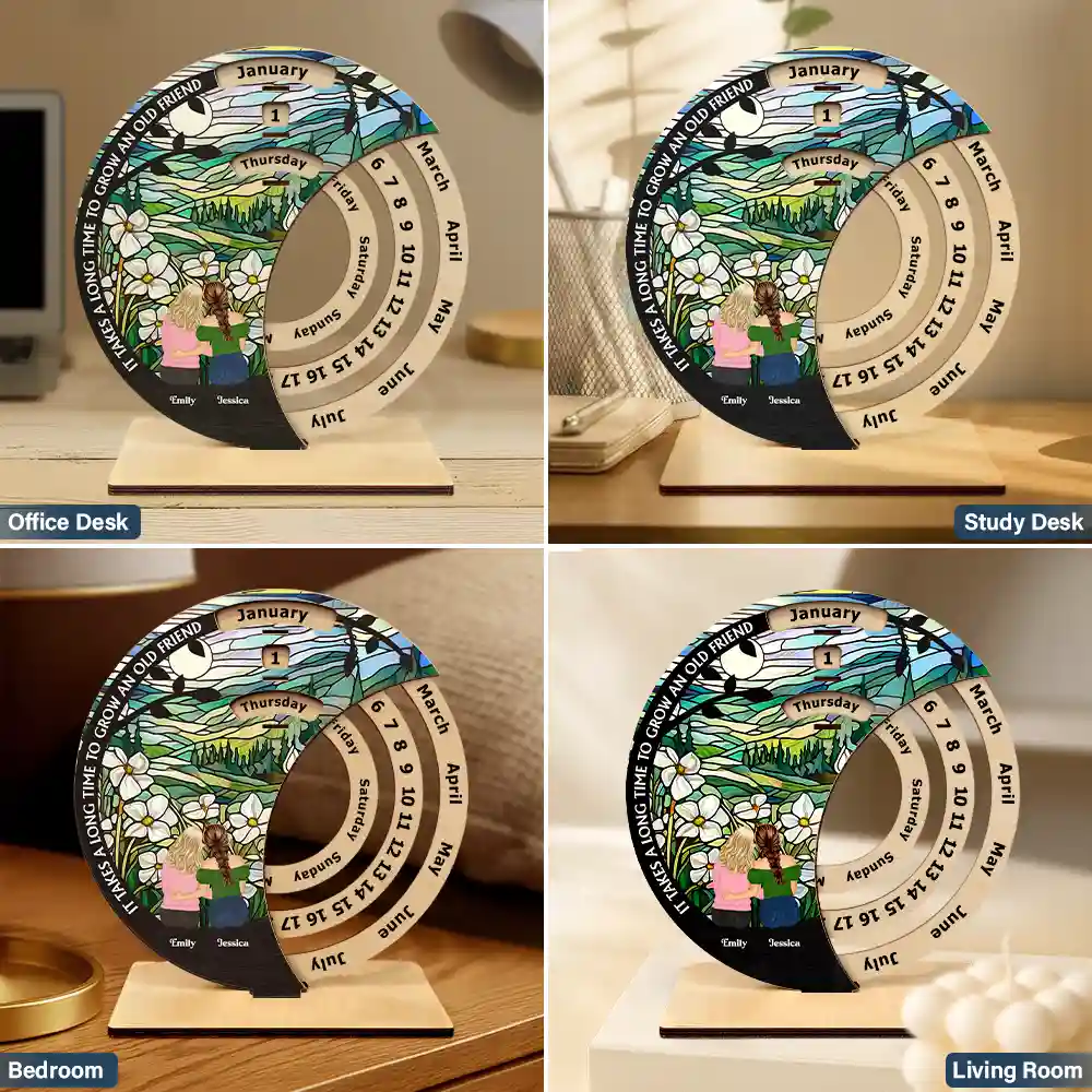Bestie Forever - Personalized Spinning Perpetual Desk Calendar - Image 6