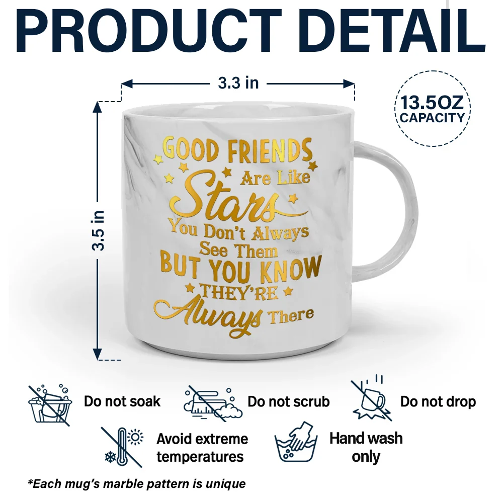 Bestie Good Friends Are Like Stars - Personalized Marble Mug - Image 5