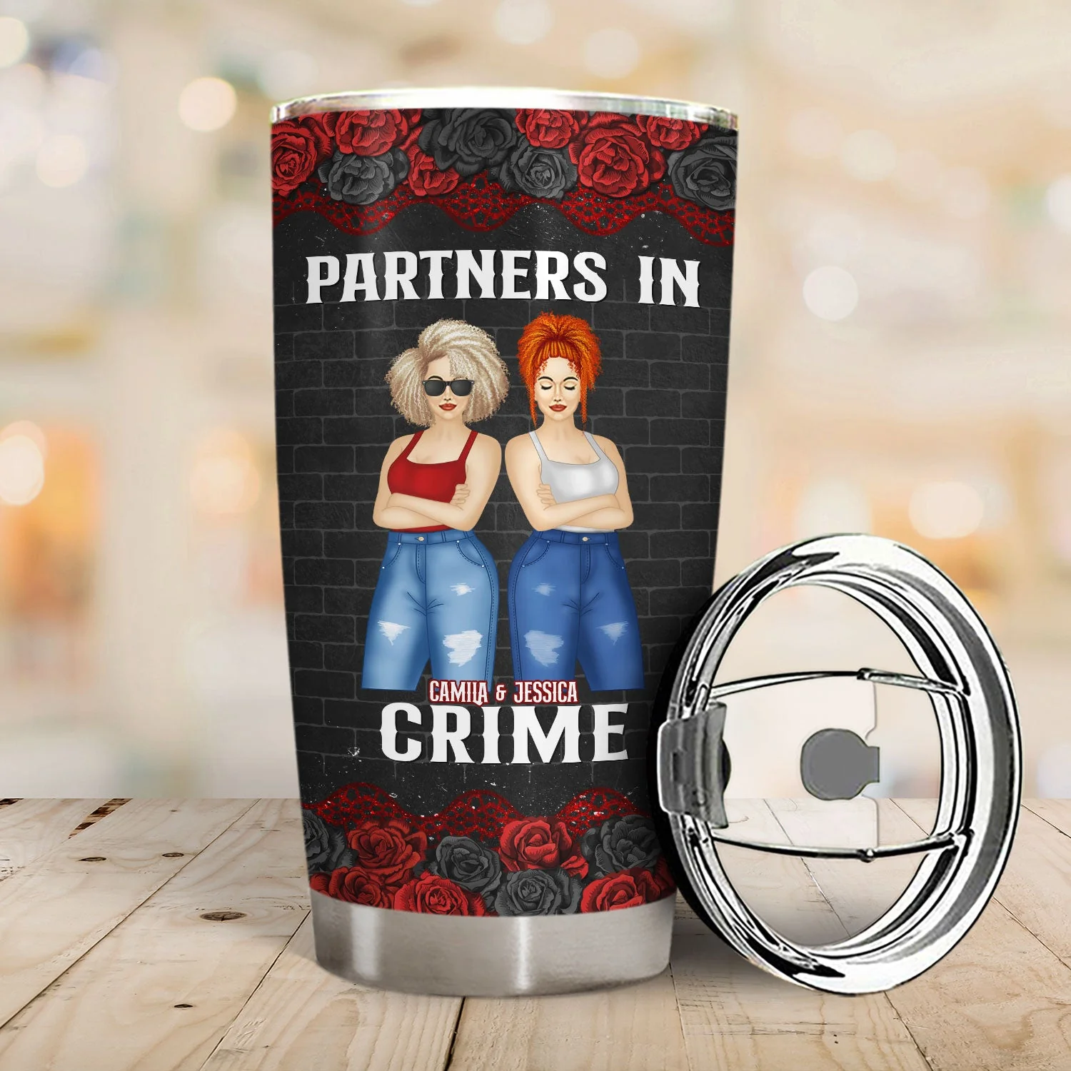 Bestie Group Partners In Crime If We Get Caught Black Ver - Gift For Bestie - Personalized Custom Tumbler - Image 2
