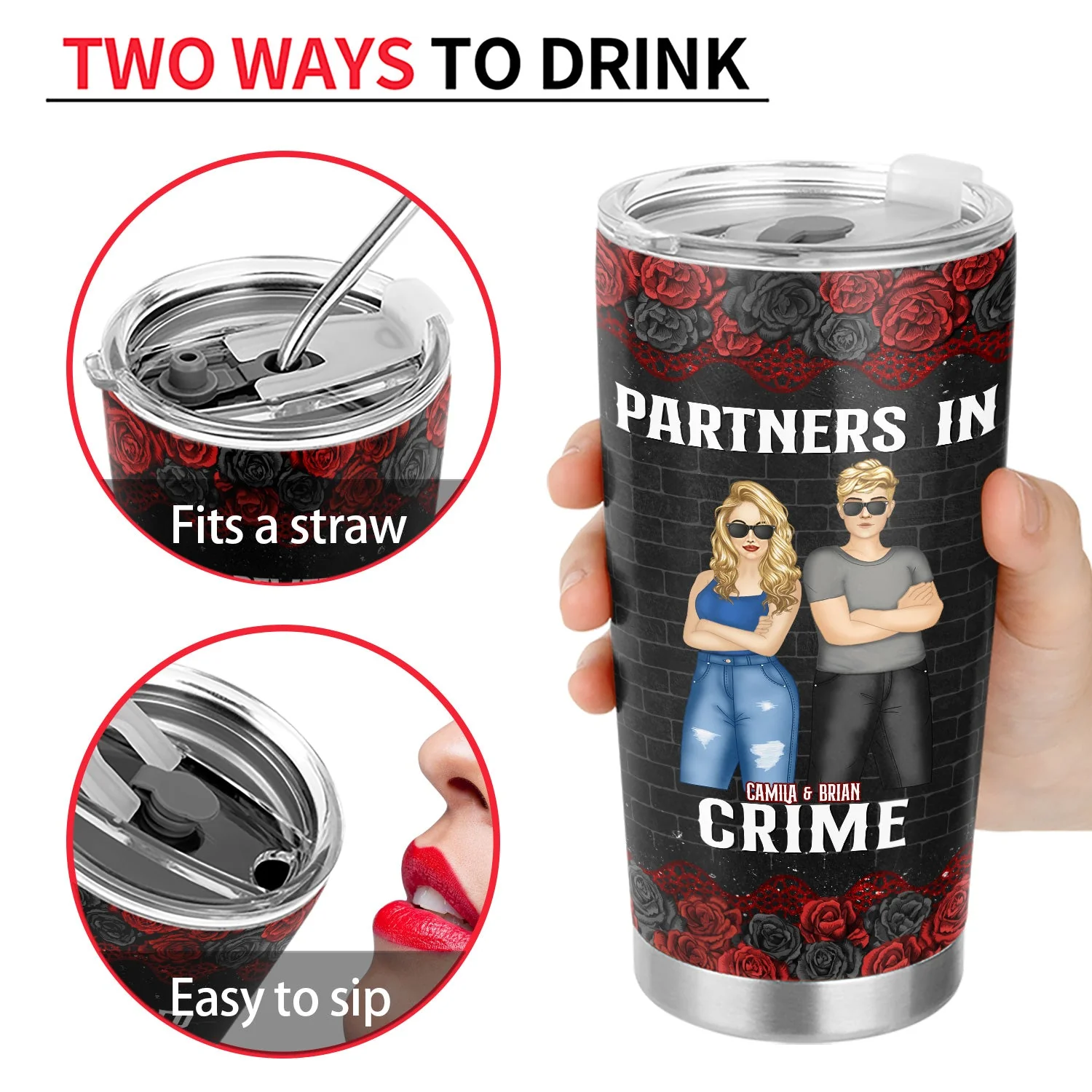 Bestie Group Partners In Crime If We Get Caught Black Ver - Gift For Bestie - Personalized Custom Tumbler - Image 4