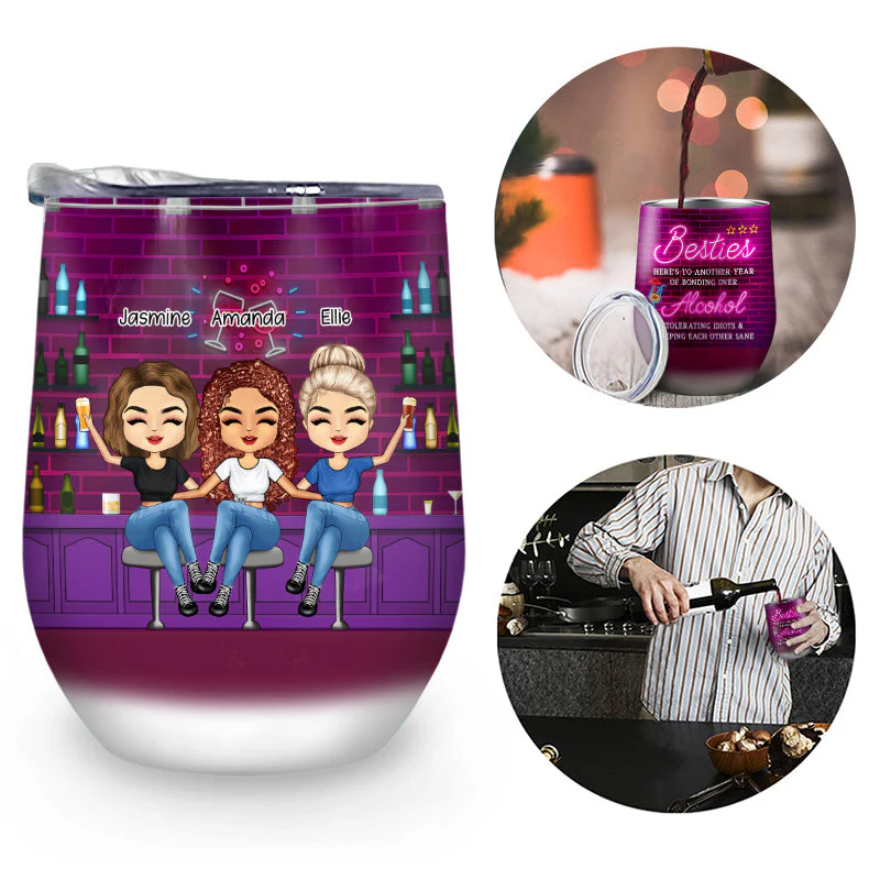 Bestie Here's To Another Year - Bestie BFF Gift - Personalized Custom Wine Tumbler - Image 2