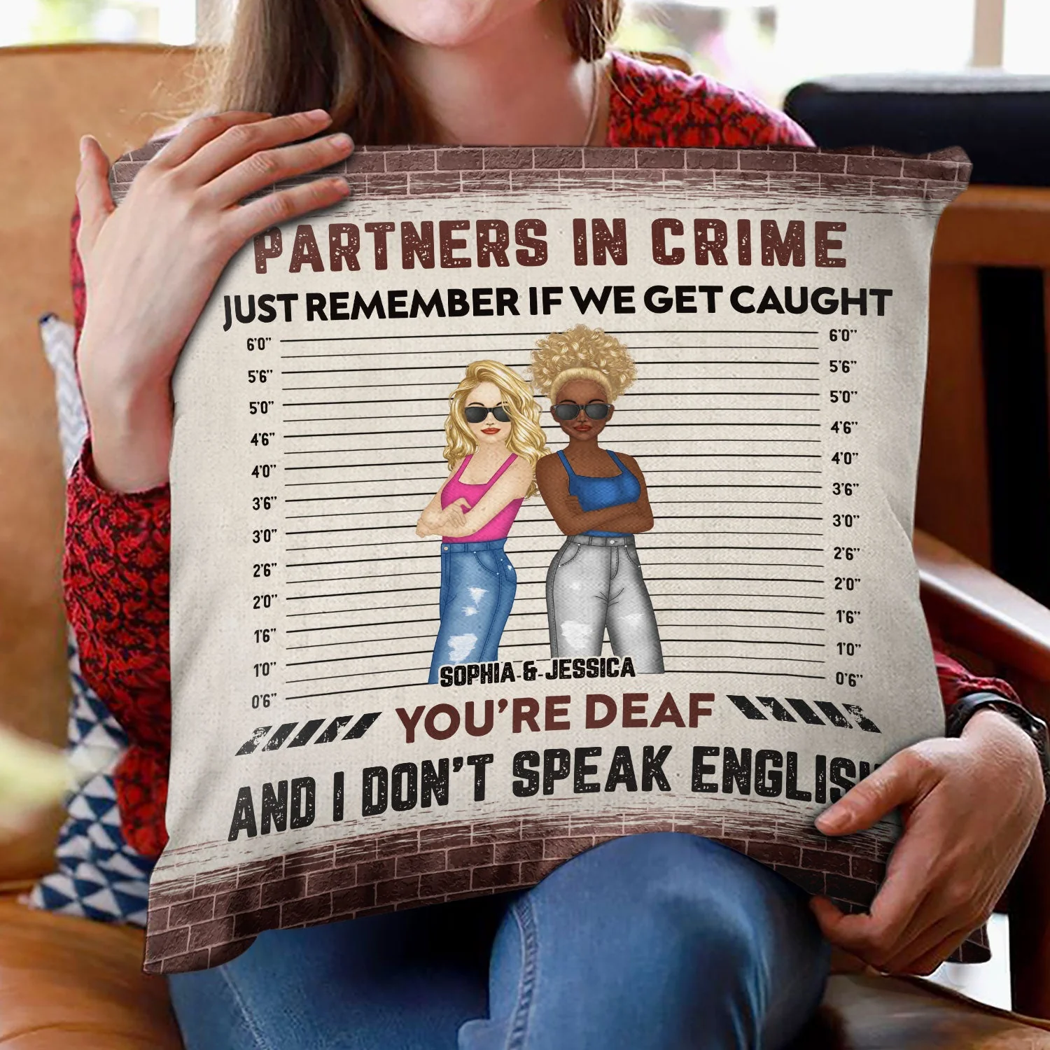 Bestie If We Get Caught Partners In Crime - Personalized Custom Pillow - Image 2