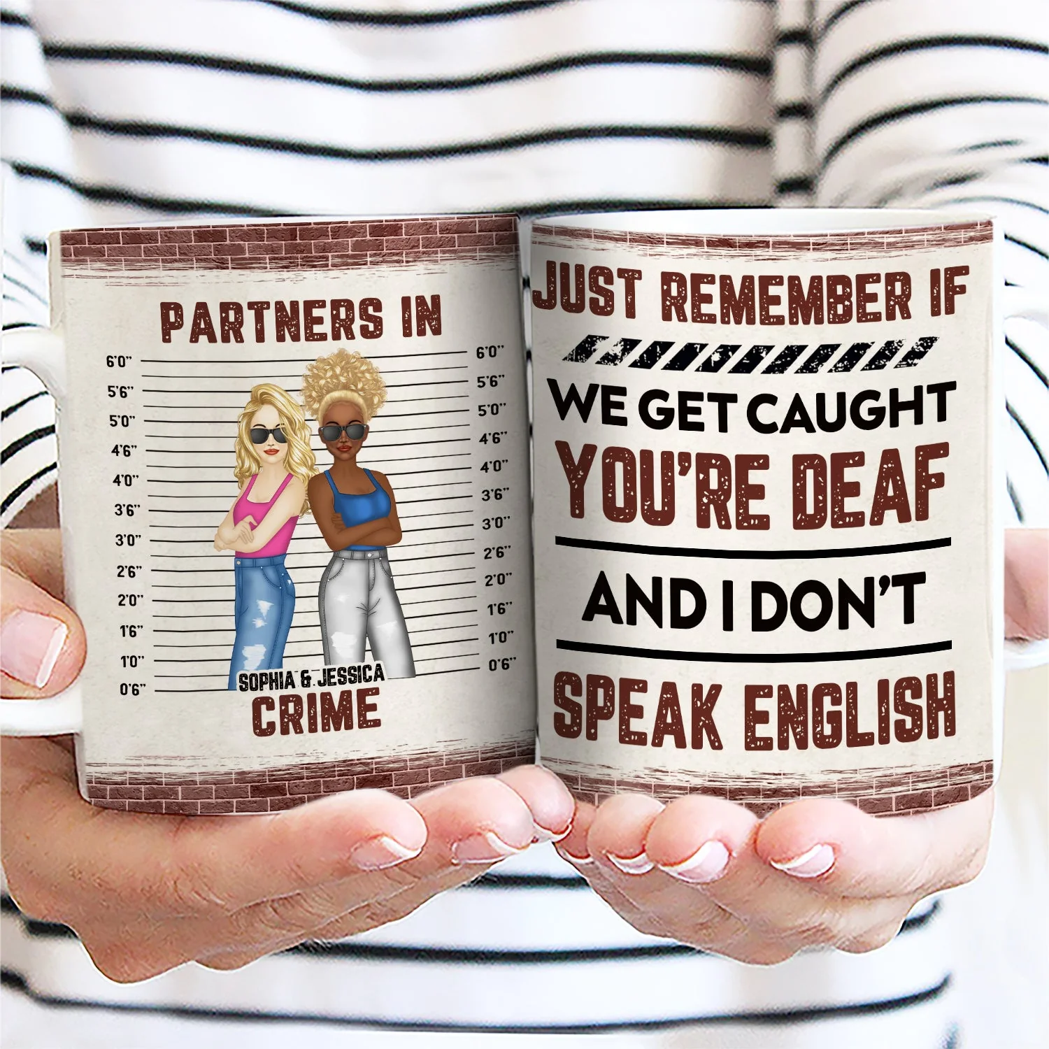 Bestie If We Get Caught Partners In Crime - Personalized Custom White Edge-to-Edge Mug - Image 2