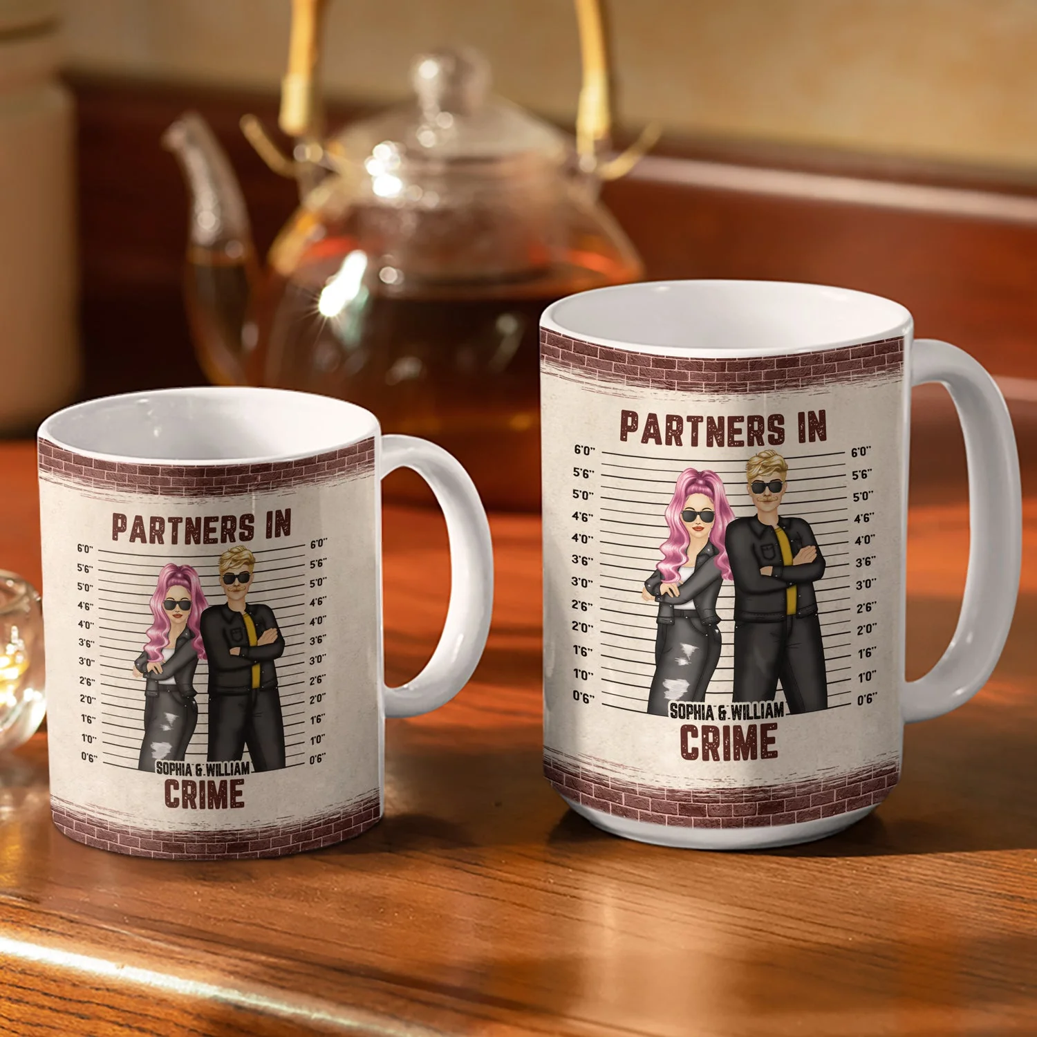 Bestie If We Get Caught Partners In Crime - Personalized Custom White Edge-to-Edge Mug - Image 3
