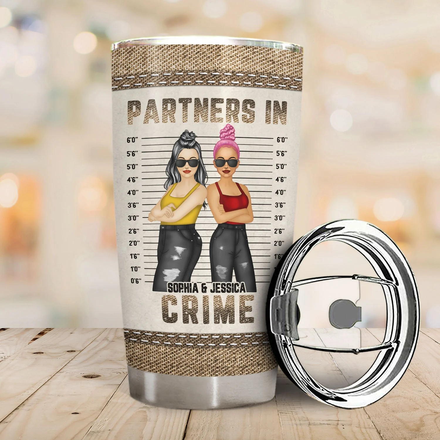 Bestie Jeans Partners In Crime If We Get Caught - Gift For Bestie - Personalized Custom Tumbler - Image 2