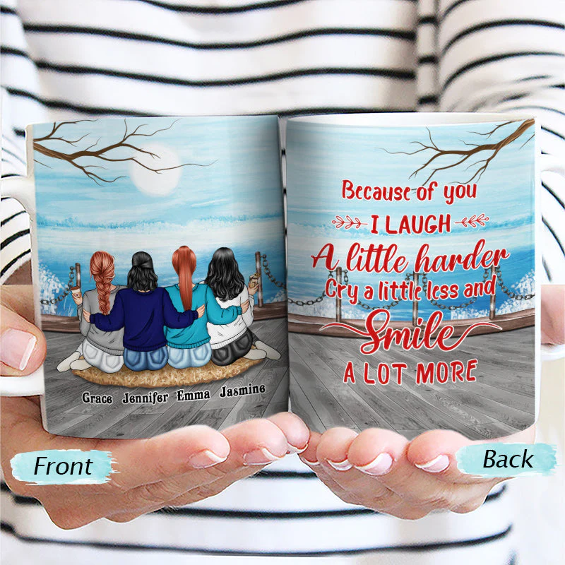Bestie Laugh A Little Harder - Gift For Bff - Personalized Custom White Edge-to-Edge Mug - Image 2
