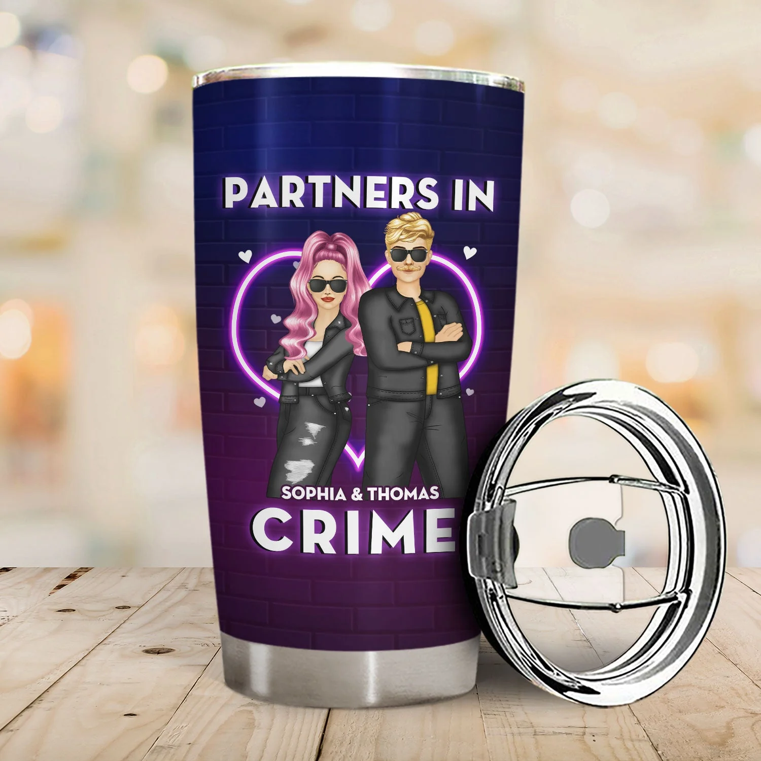 Bestie Neon Partners In Crime If We Get Caught - Personalized Custom Tumbler - Image 2