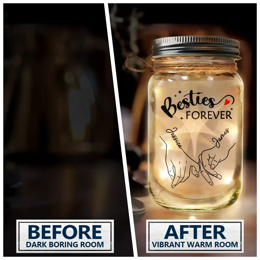 Bestie Our Memories Are Countless Our Friendship Is Endless - Personalized Mason Jar Light - Image 4