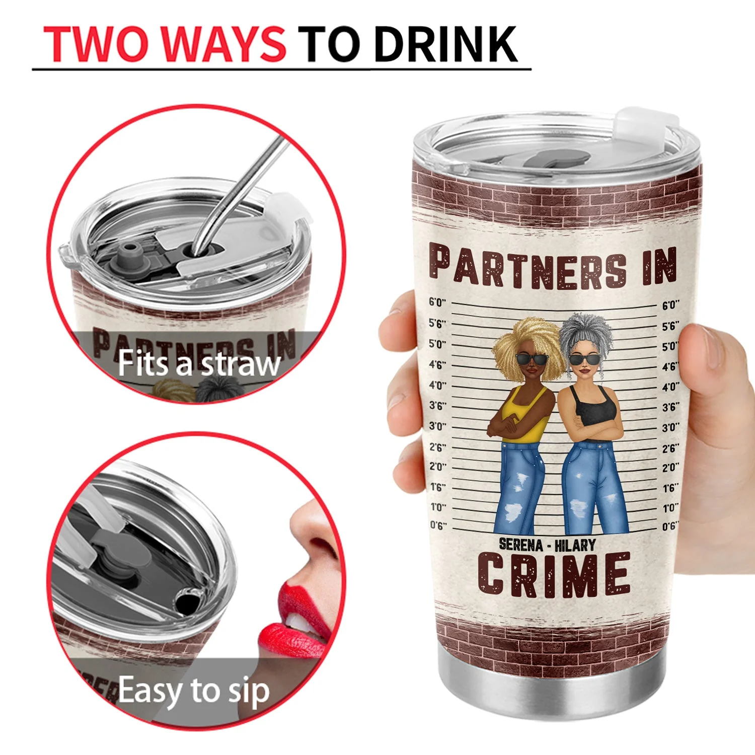 Bestie Partner In Crime Remember If We Get Caught Front View - Gift For Bff - Personalized Custom Tumbler - Image 4