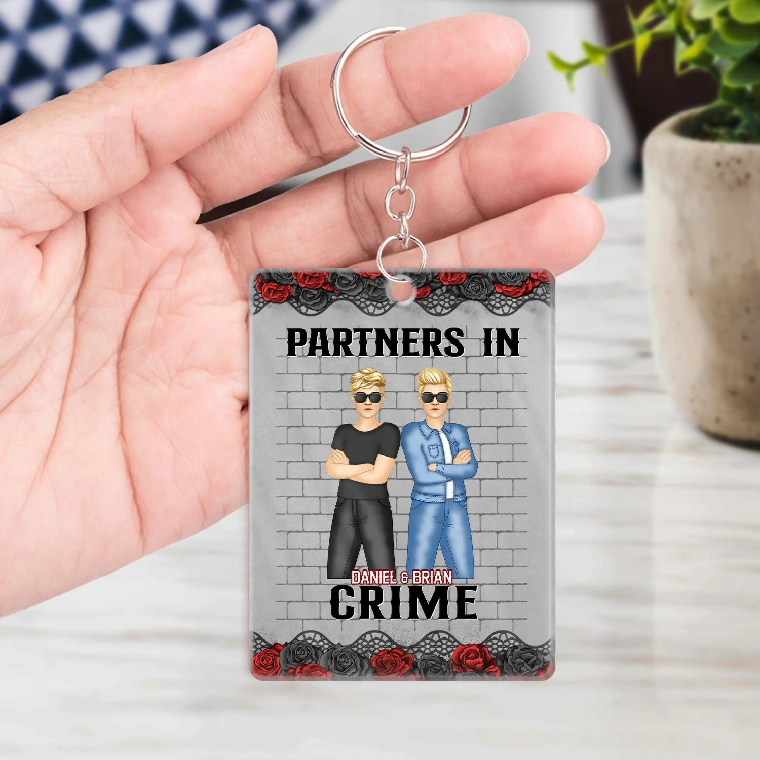 Bestie Partners In Crime If We Get Caught Black Ver - Gift For Bestie - Personalized Custom Rectangle Acrylic Keychain - Image 4
