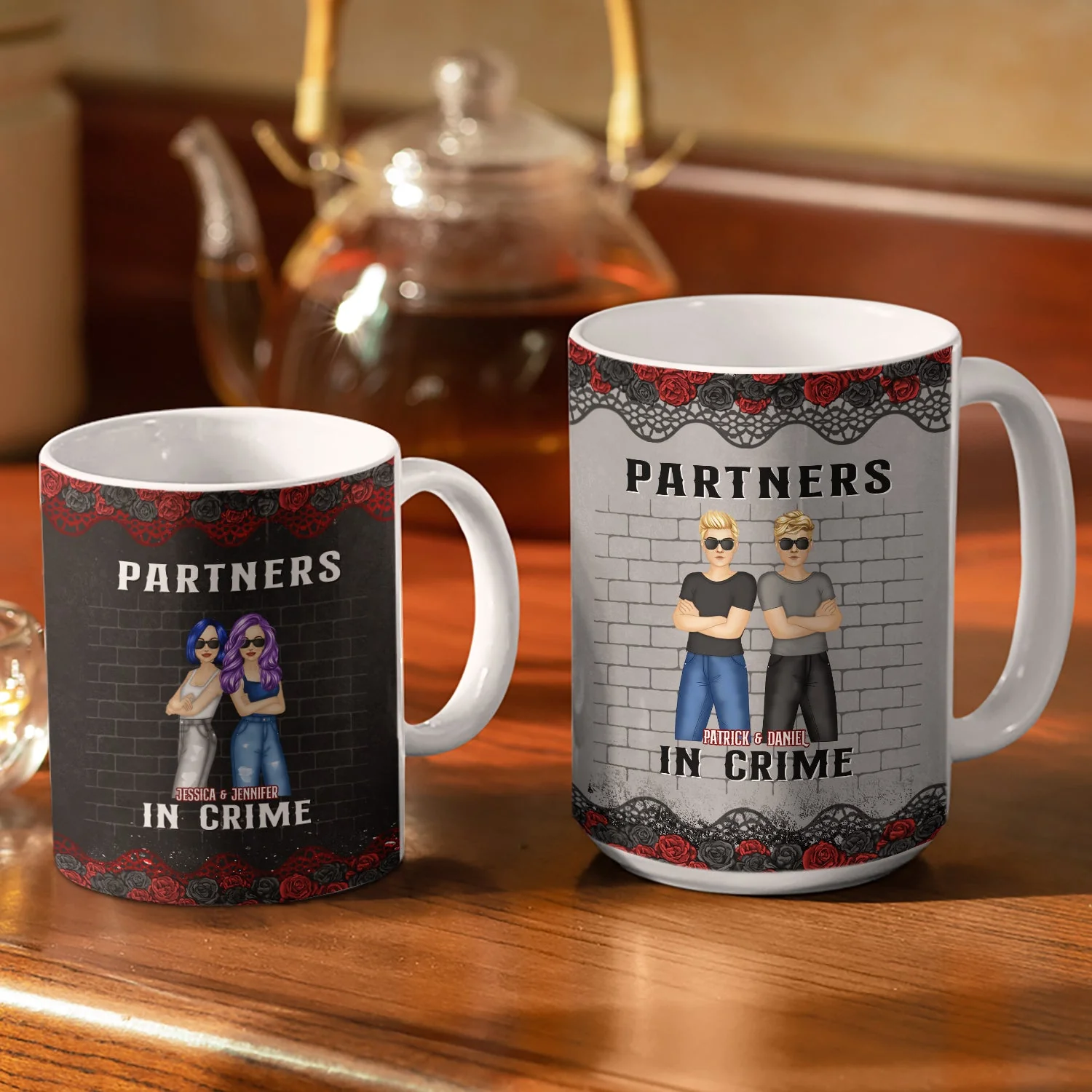 Bestie Partners In Crime If We Get Caught Black Ver - Gift For Besties - Personalized Custom White Edge-to-Edge Mug - Image 3