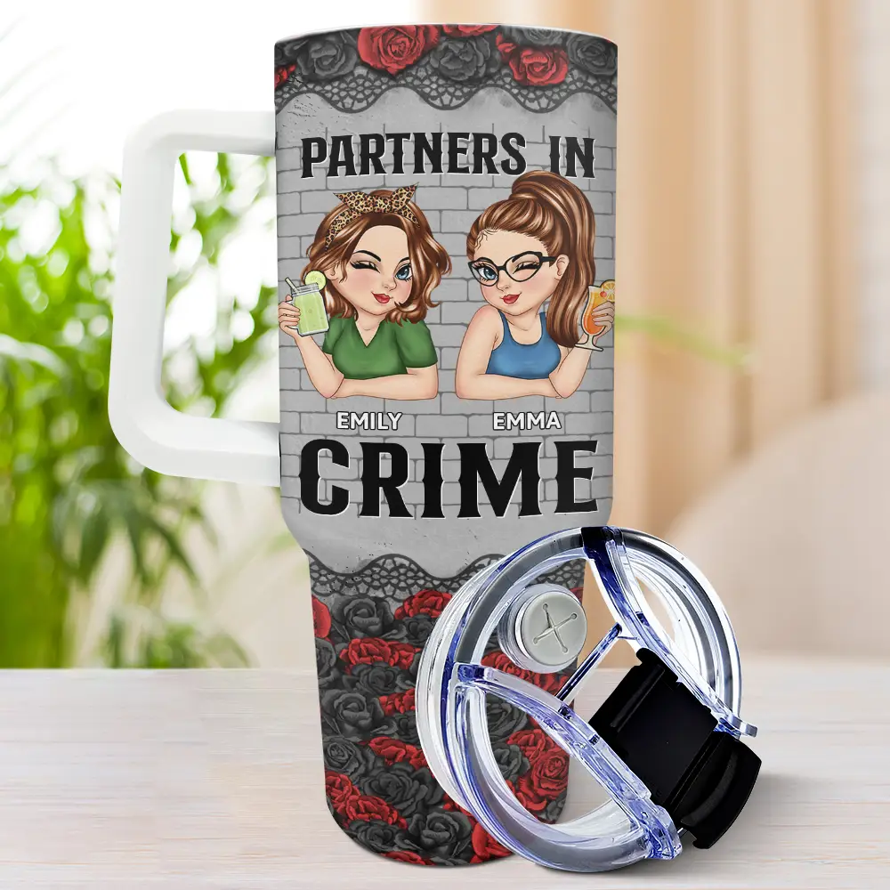 Bestie Partners In Crime - Personalized 40oz Tumbler With Straw - Image 3