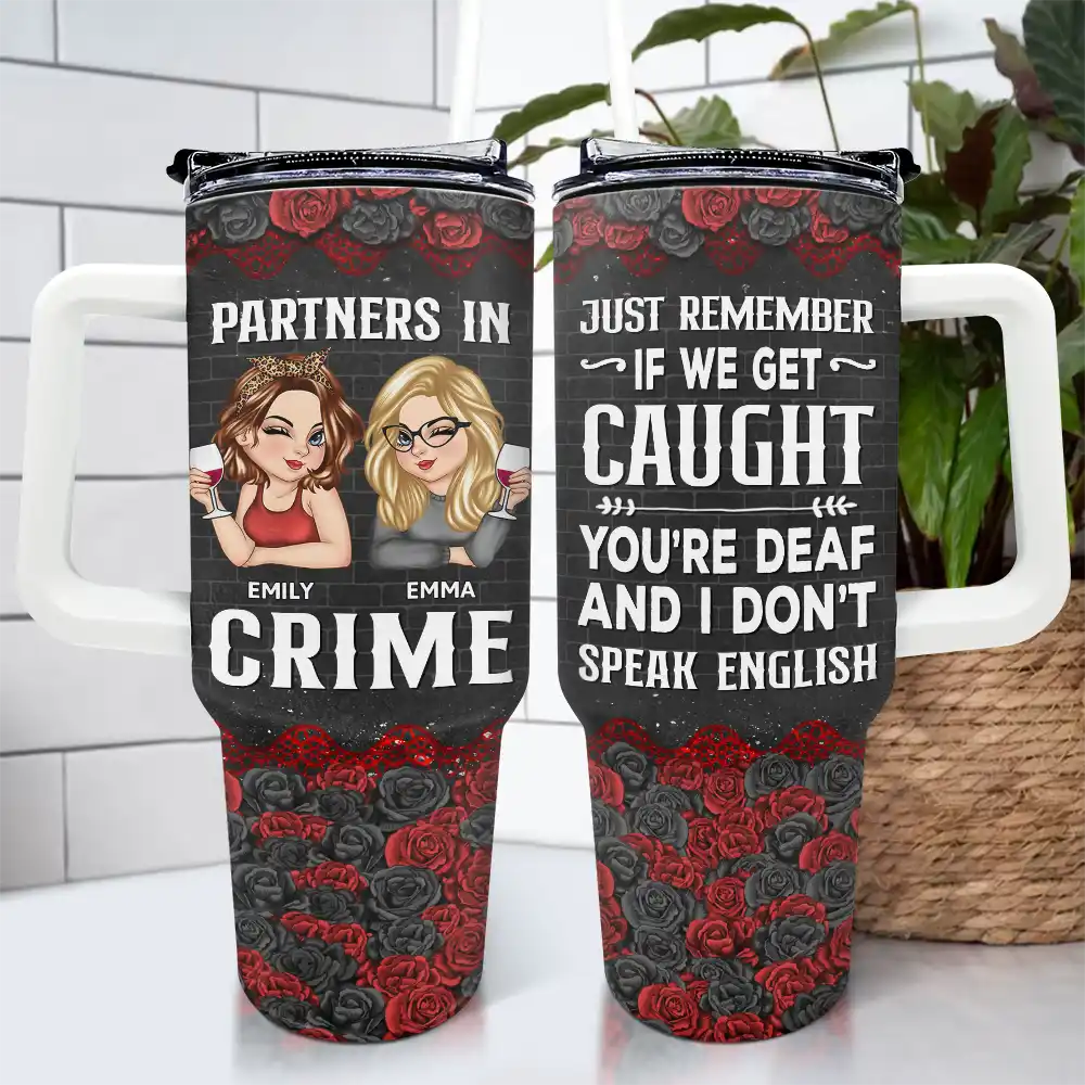 Bestie Partners In Crime - Personalized 40oz Tumbler With Straw - Image 4