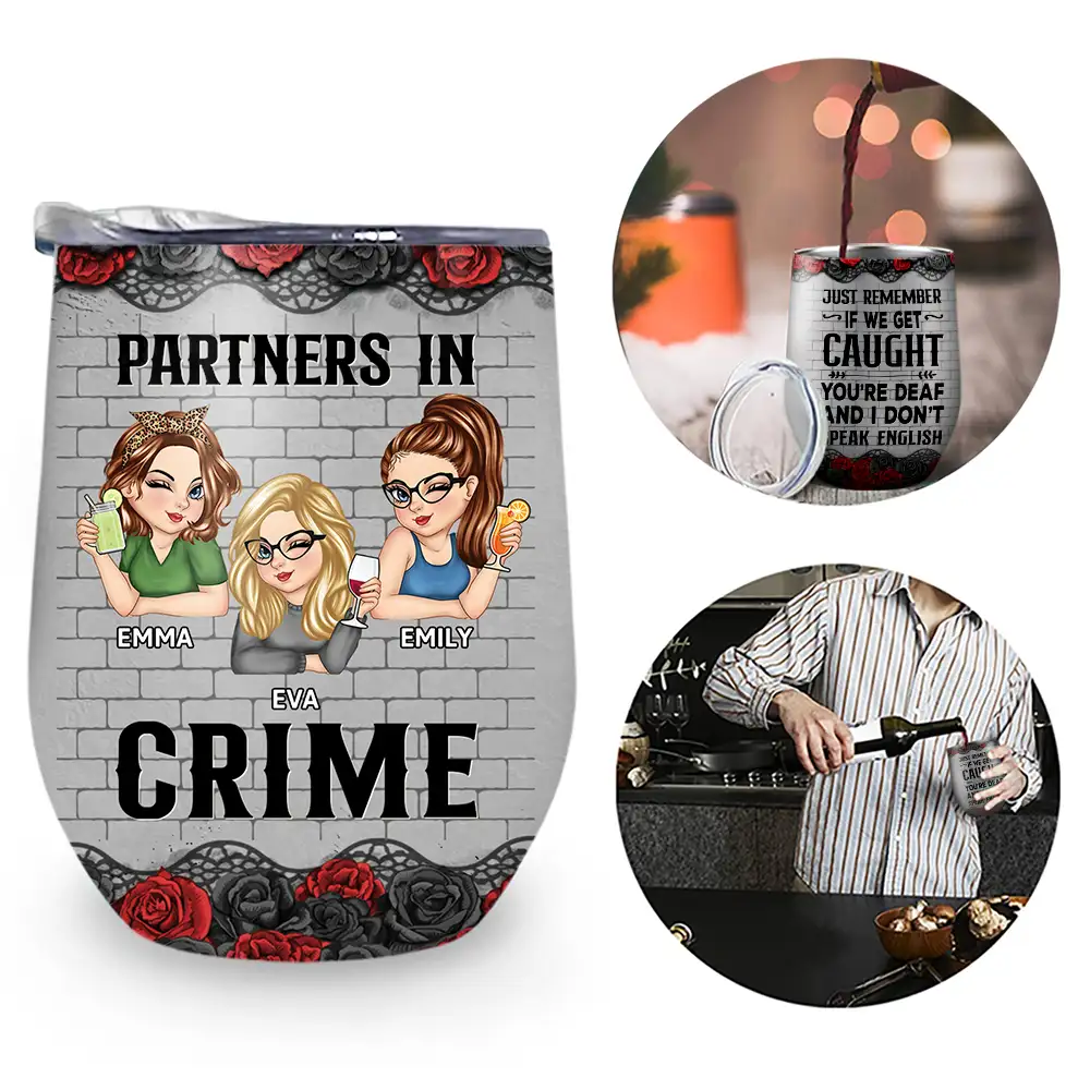 Bestie Partners In Crime - Personalized Wine Tumbler - Image 2