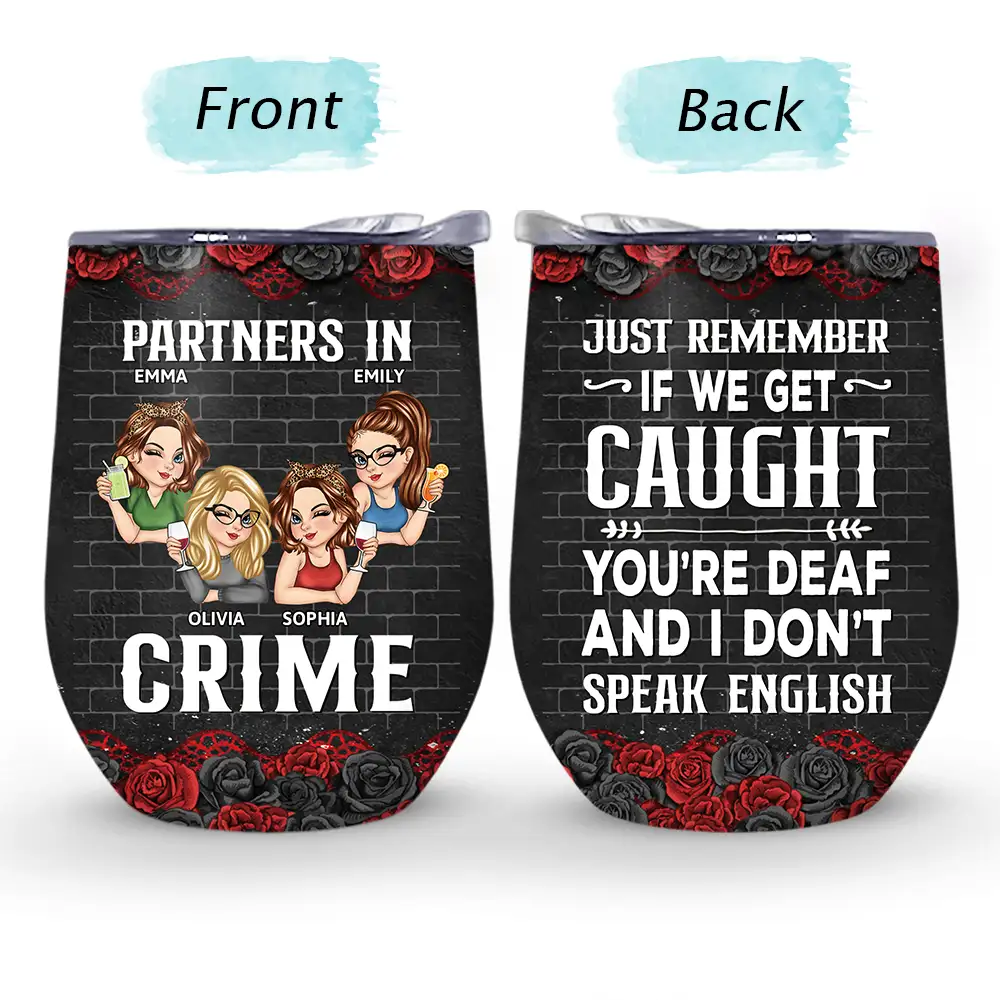 Bestie Partners In Crime - Personalized Wine Tumbler - Image 4