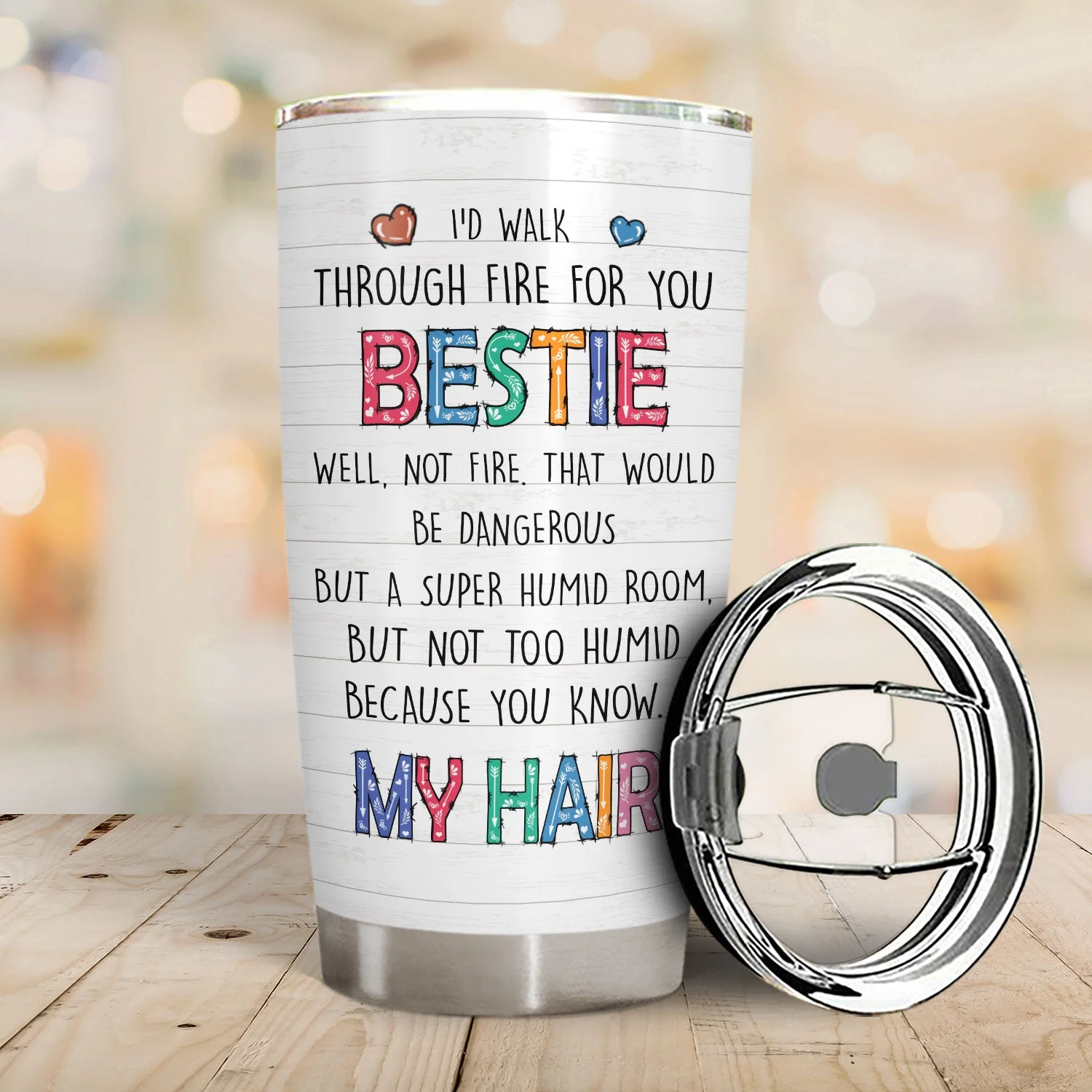 Bestie Sibling I‘d Walk Through Fire For You - Personalized Custom Tumbler - Image 2