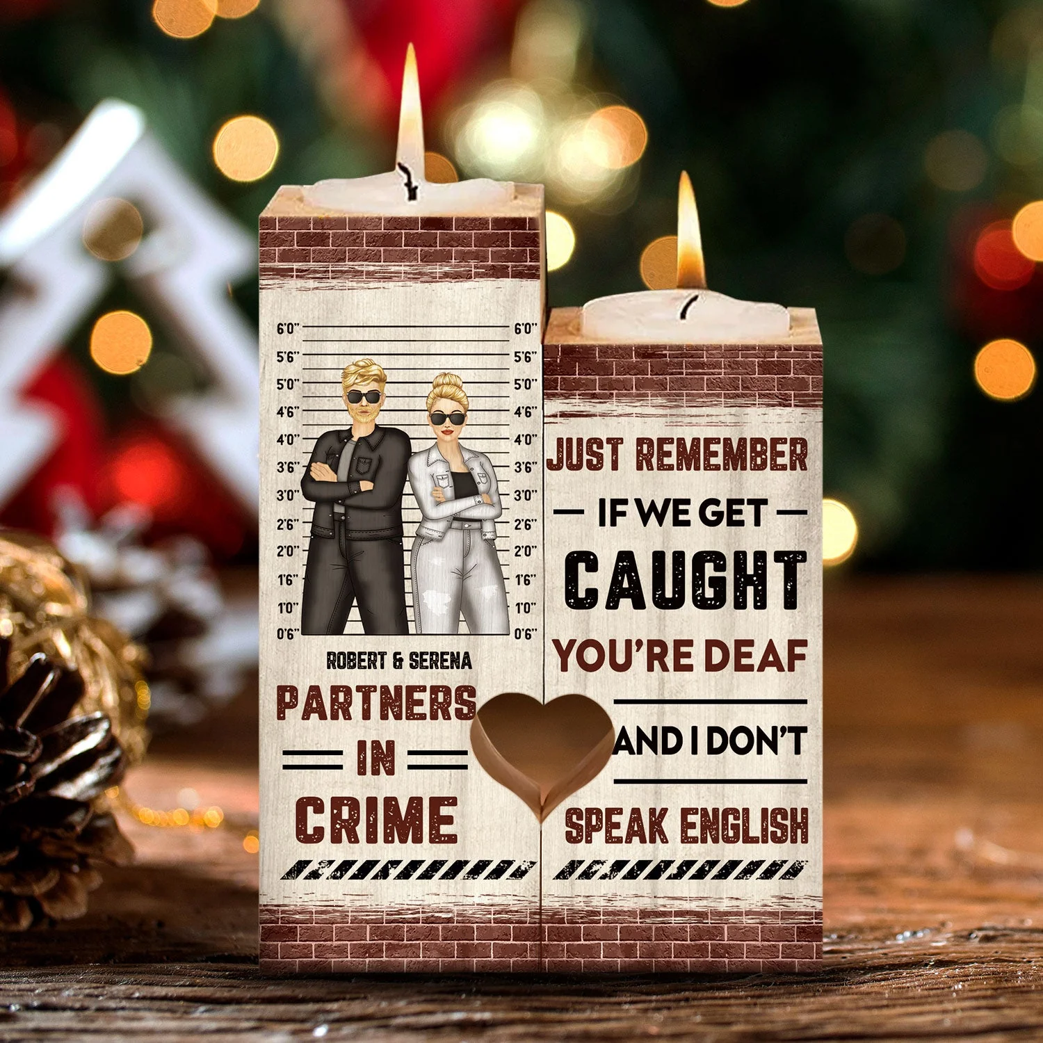 Bestie Sibling Partners In Crime If We Get Caught - Personalized Custom Candle Holder - Image 3