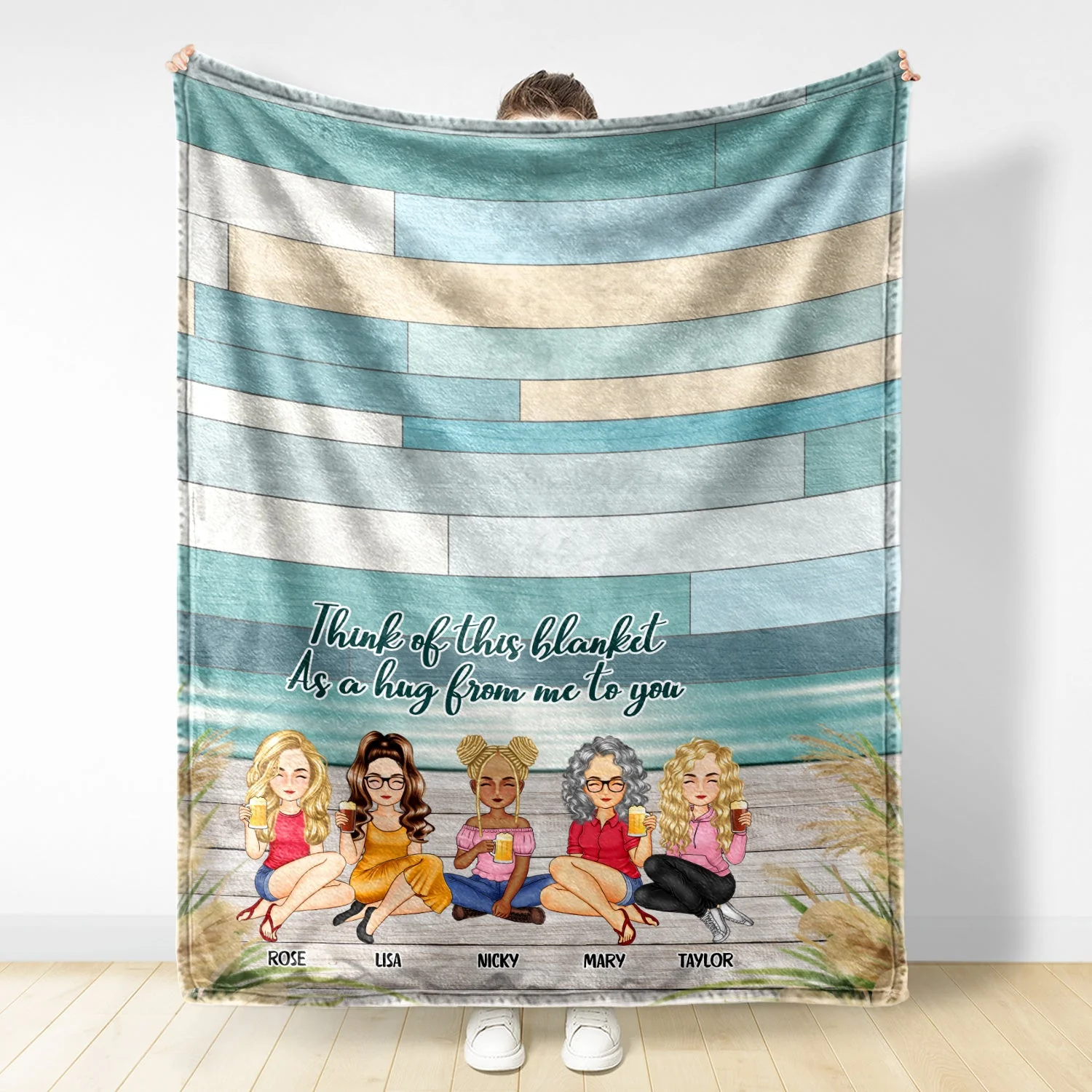 Bestie Sister A Hug From Me To You - Gift For Bestie, Gift For Sister - Personalized Fleece Blanket - Image 2