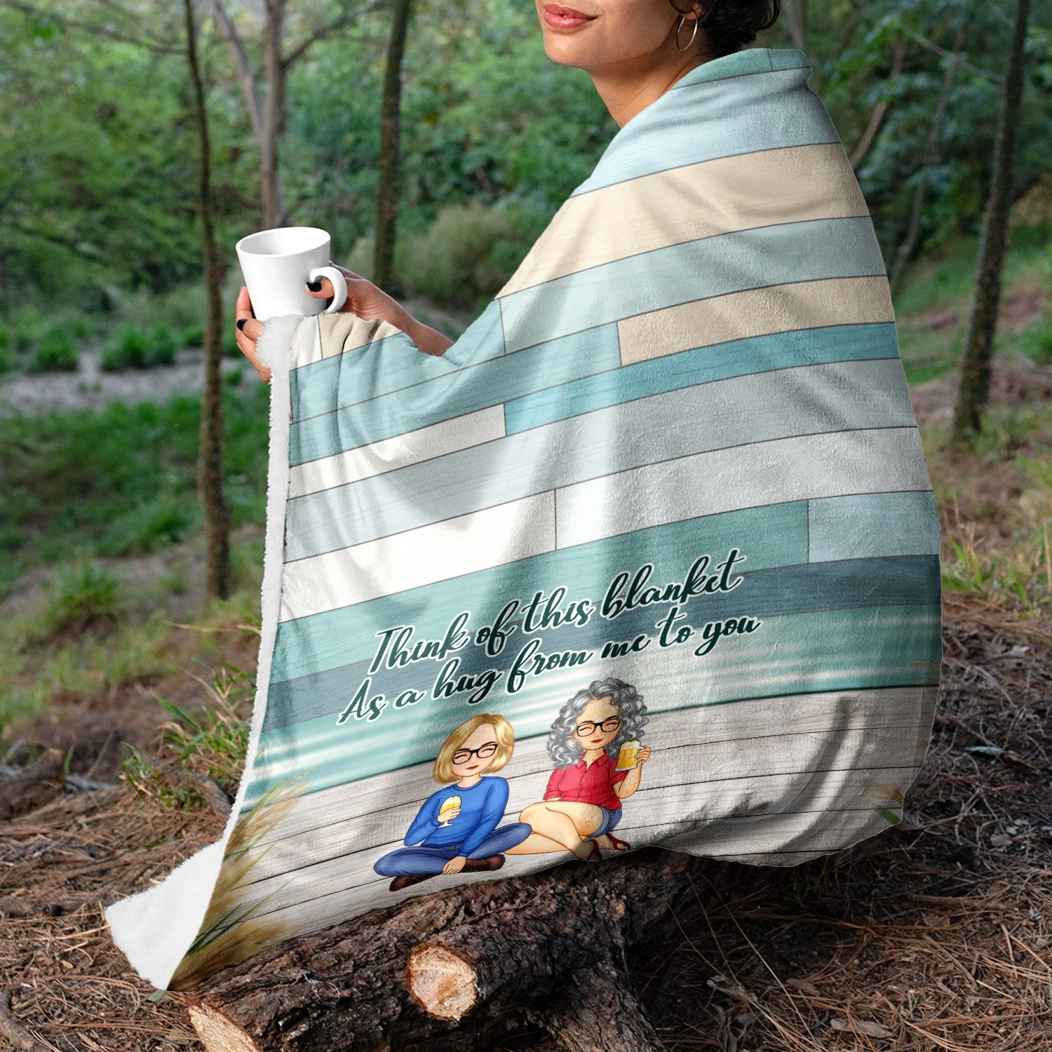 Bestie Sister A Hug From Me To You - Gift For Bestie, Gift For Sister - Personalized Fleece Blanket - Image 3