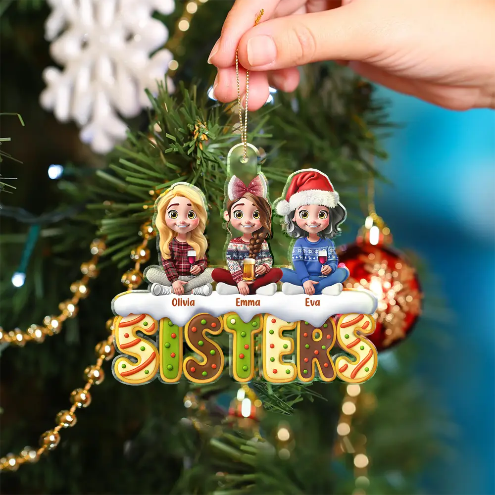 Bestie Sister Cake Cookie Tree - Personalized Custom Shaped Acrylic Ornament - Image 4