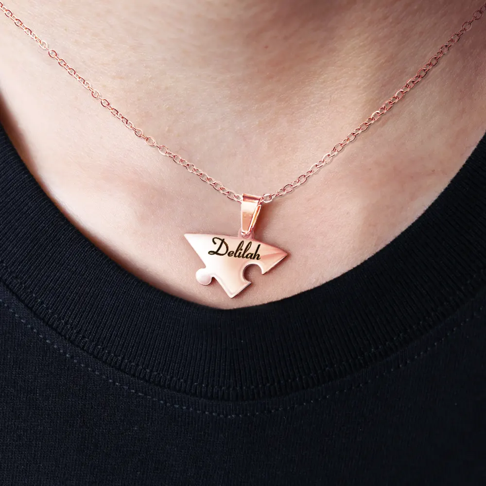 Bestie Sister Forever Friendship Jewelry - Personalized Heart Puzzle Necklace Set - Image 3