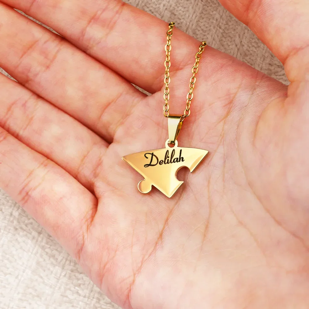 Bestie Sister Forever Friendship Jewelry - Personalized Heart Puzzle Necklace Set - Image 4