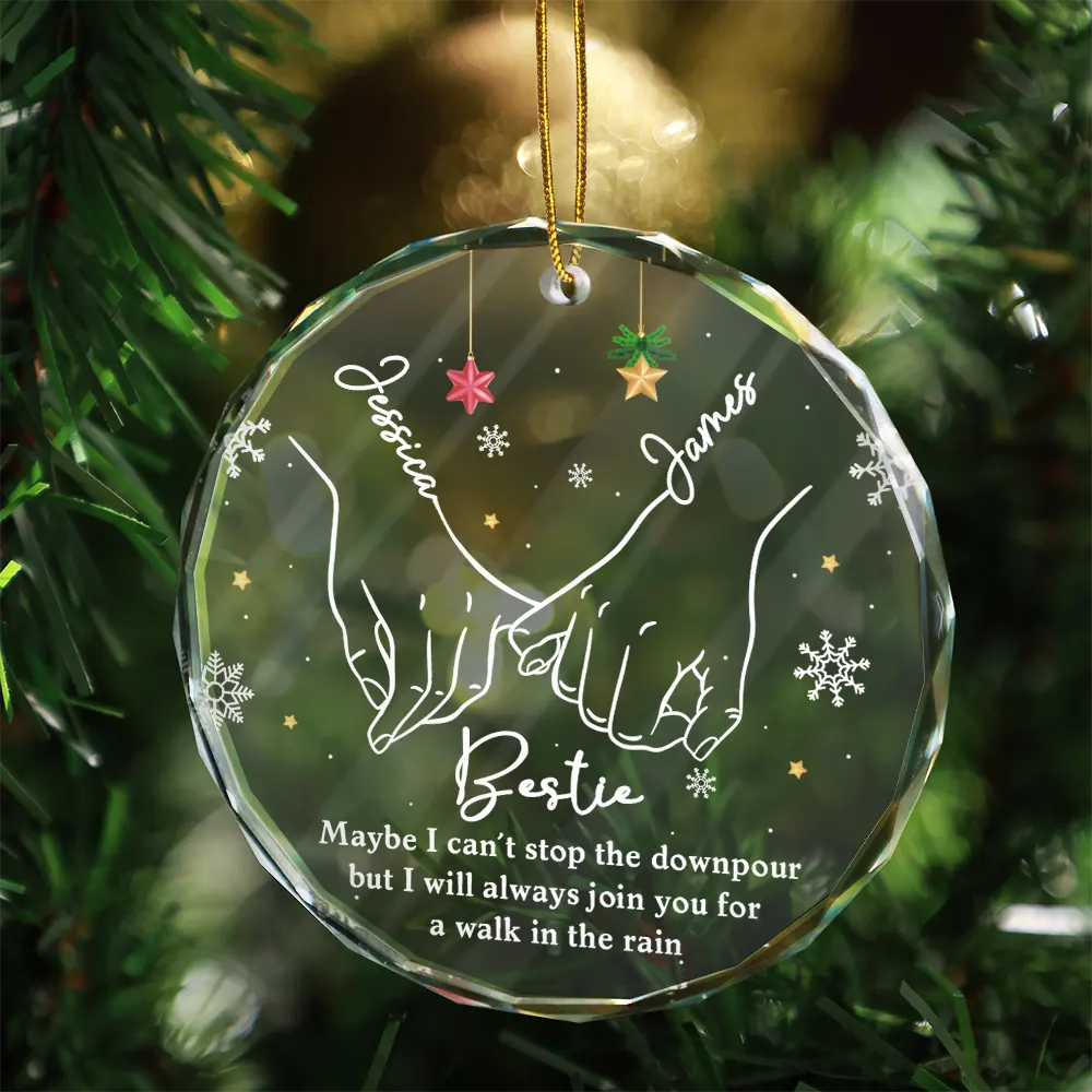 Bestie Sister I Promise You - Personalized Circle Glass Ornament - Image 3