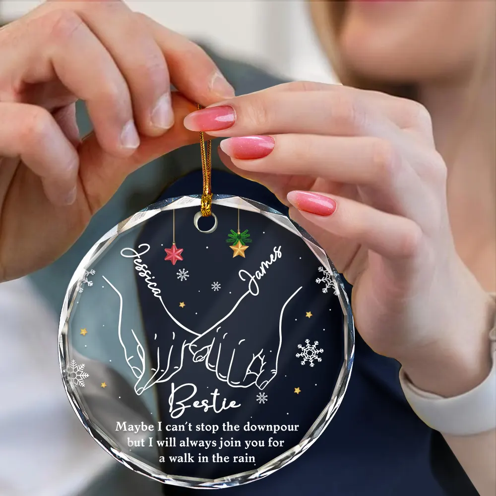 Bestie Sister I Promise You - Personalized Circle Glass Ornament - Image 4
