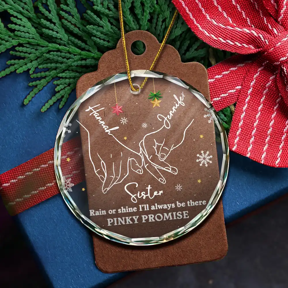 Bestie Sister I Promise You - Personalized Circle Glass Ornament - Image 5