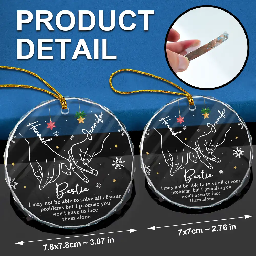 Bestie Sister I Promise You - Personalized Circle Glass Ornament - Image 6