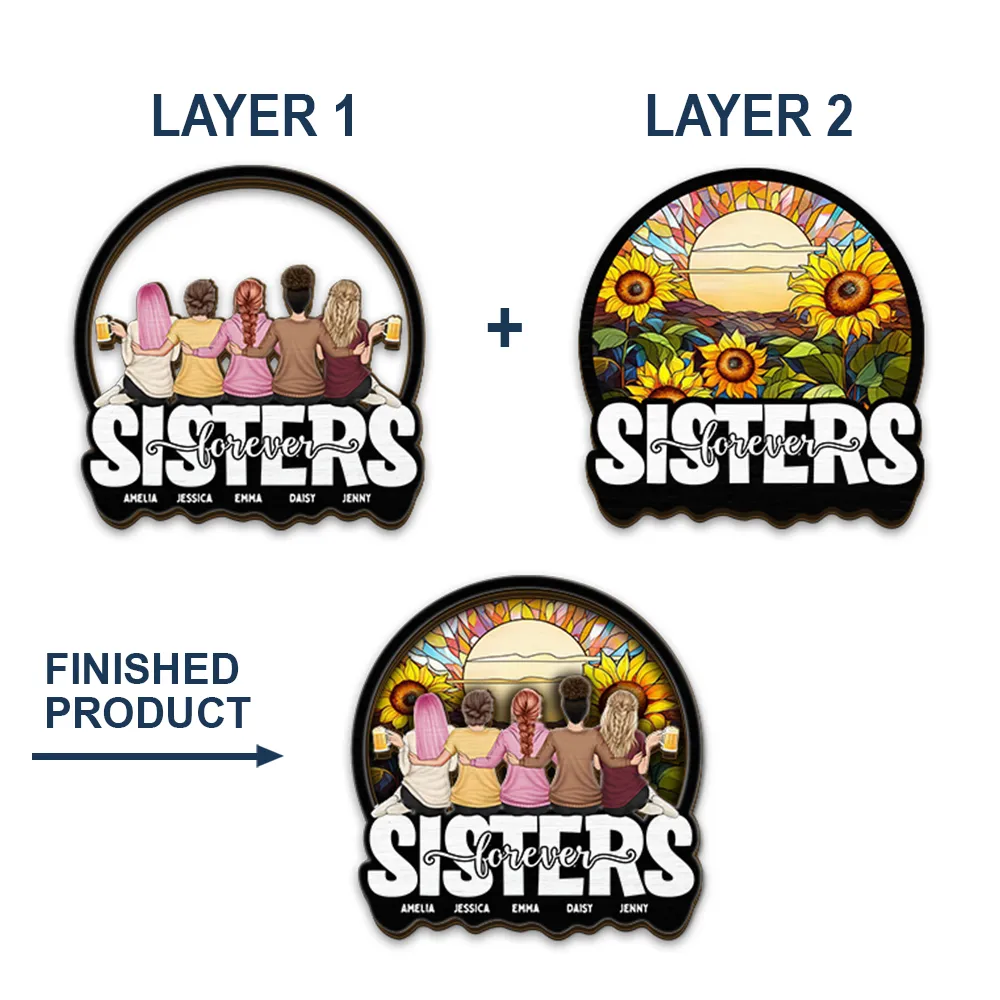 Bestie Sisters Forever - Personalized Custom Shaped Car Visor Clip - Image 4