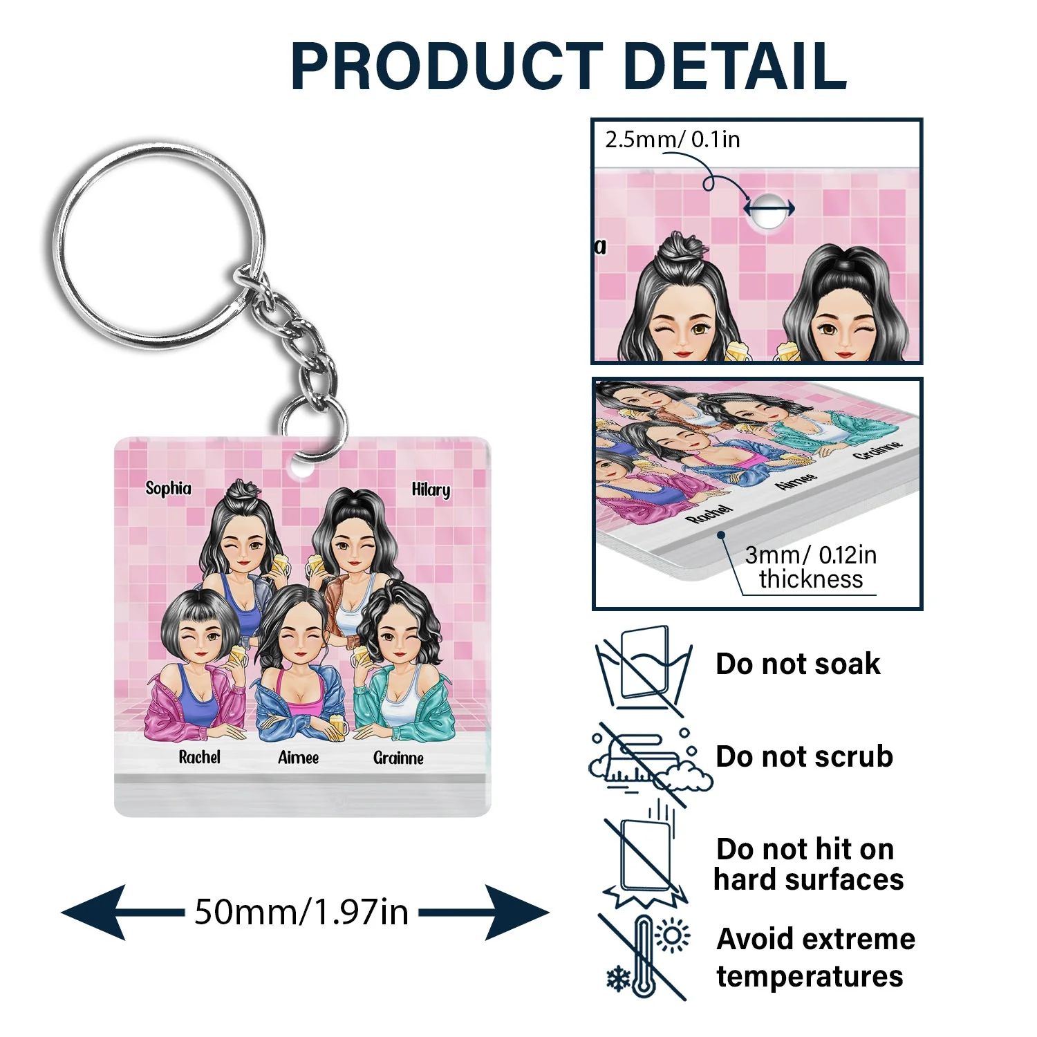 Bestie Sisters We Choose For Ourselves - Gift For Bestie - Personalized Acrylic Keychain - Image 5