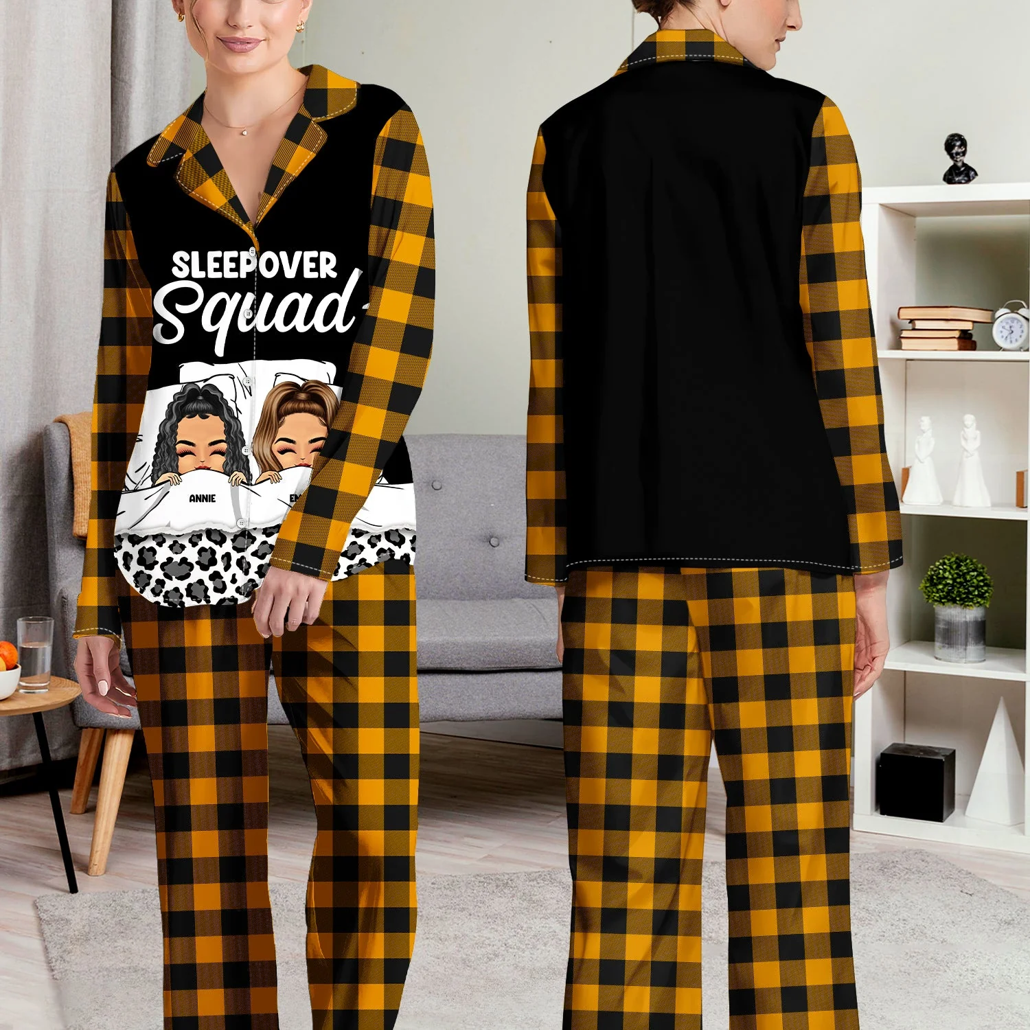 Bestie Sleepover Party Pajamas - Gift For Besties - Personalized Long Pajamas Set - Image 4