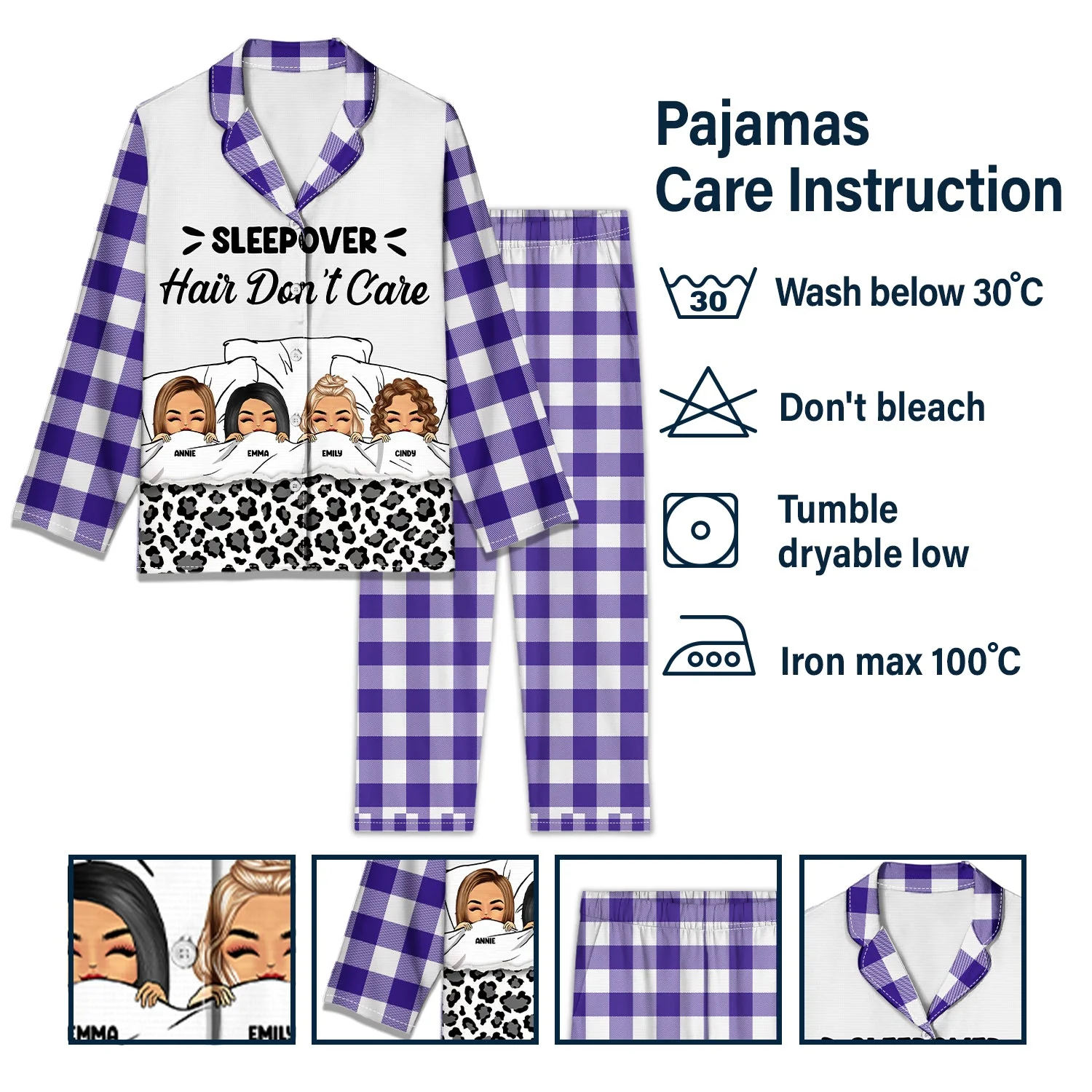 Bestie Sleepover Party Pajamas - Gift For Besties - Personalized Long Pajamas Set - Image 6