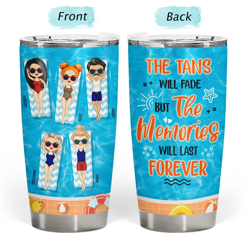 Bestie Swimming Pool The Memories Will Last Forever - Personalized Custom Tumbler - Image 3