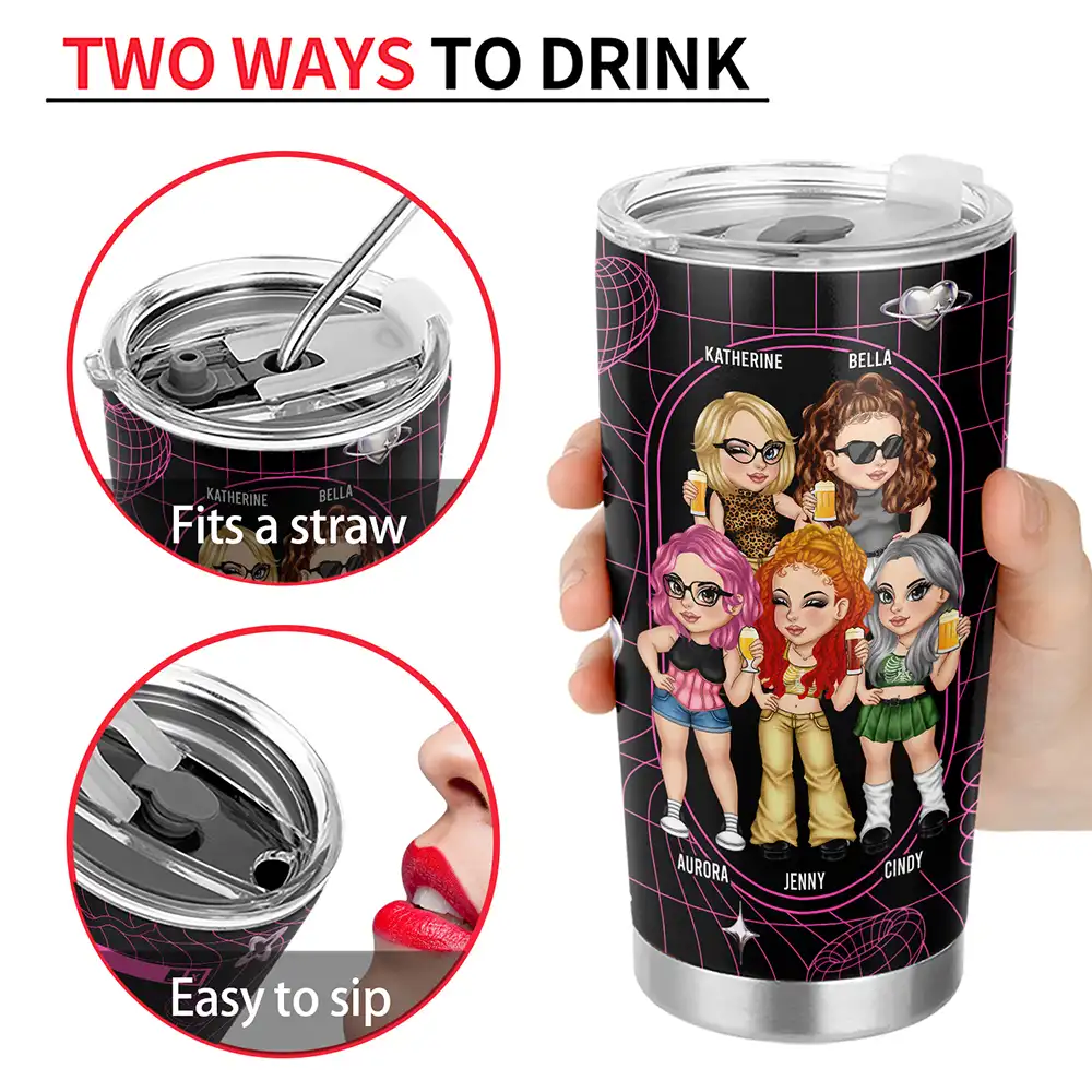 Bestie Y2K Entertained By Us As Us - Personalized Tumbler - Image 4