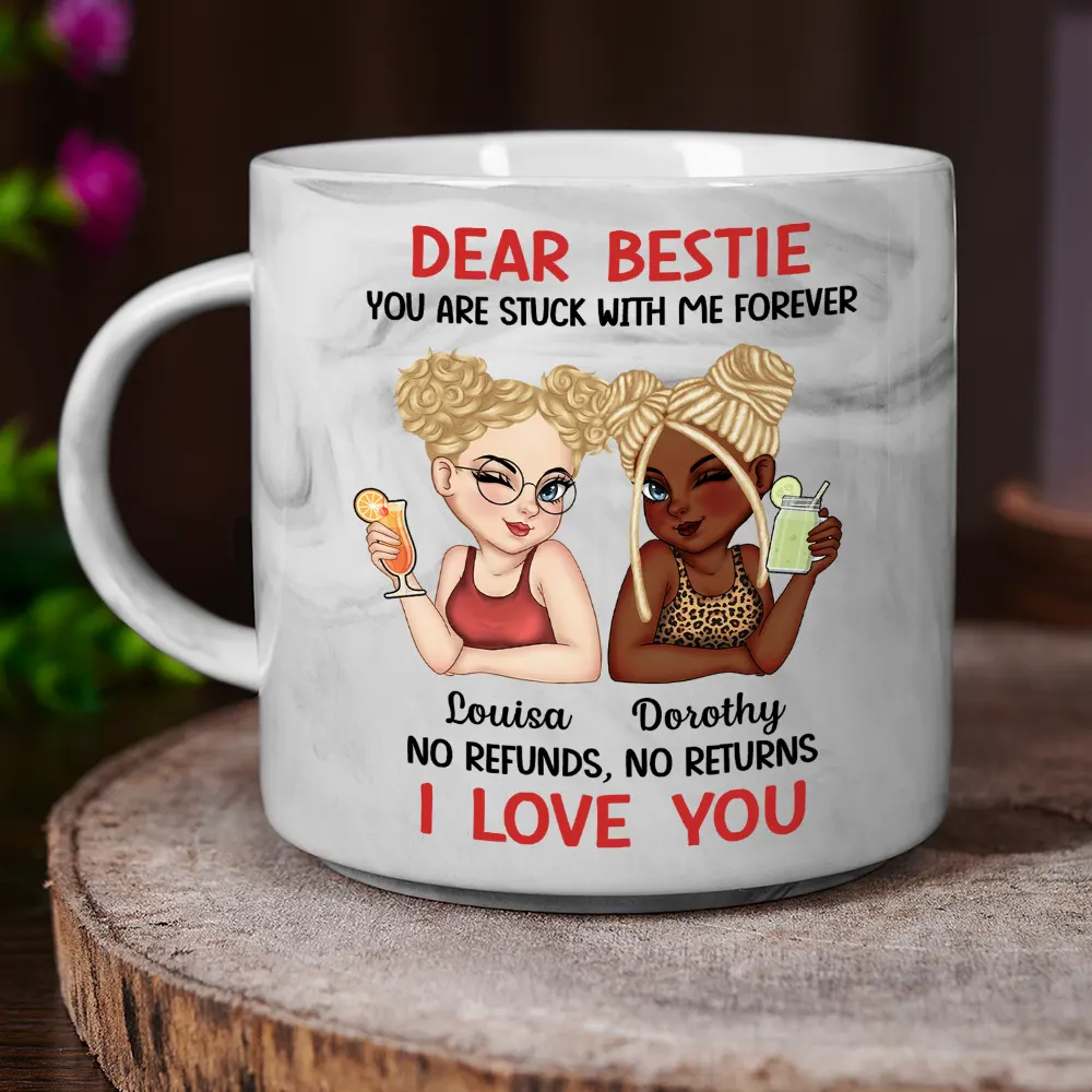 Bestie You Are Stuck With Me Forever - Personalized Marble Mug - Image 4