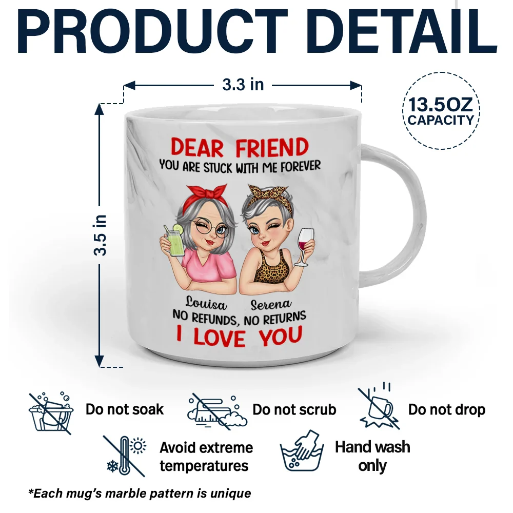Bestie You Are Stuck With Me Forever - Personalized Marble Mug - Image 6