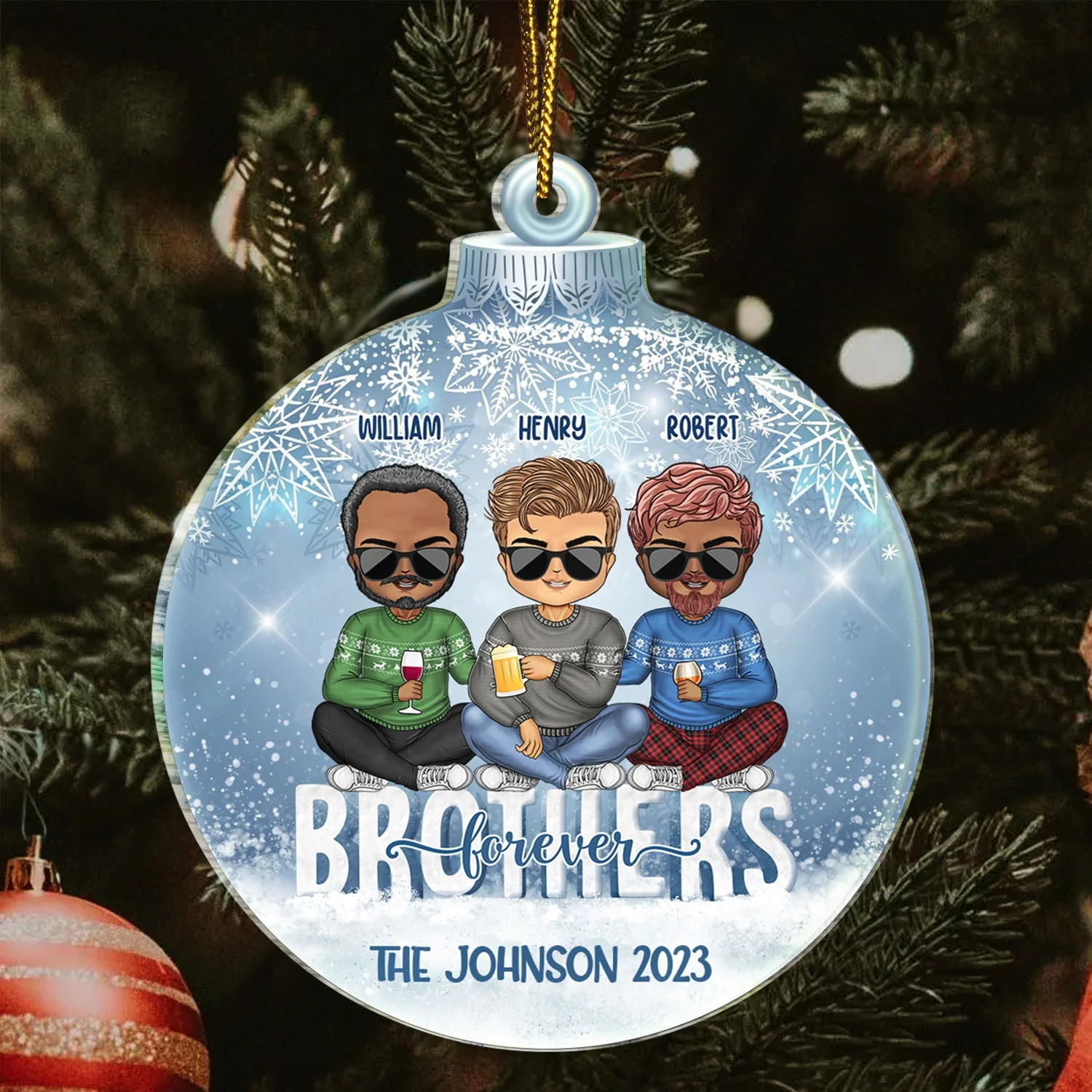 Besties Best Team Forever - Christmas Gift For Colleagues, Sisters, Brothers, Siblings, Best Friends - Personalized Custom Shaped Acrylic Ornament - Image 3