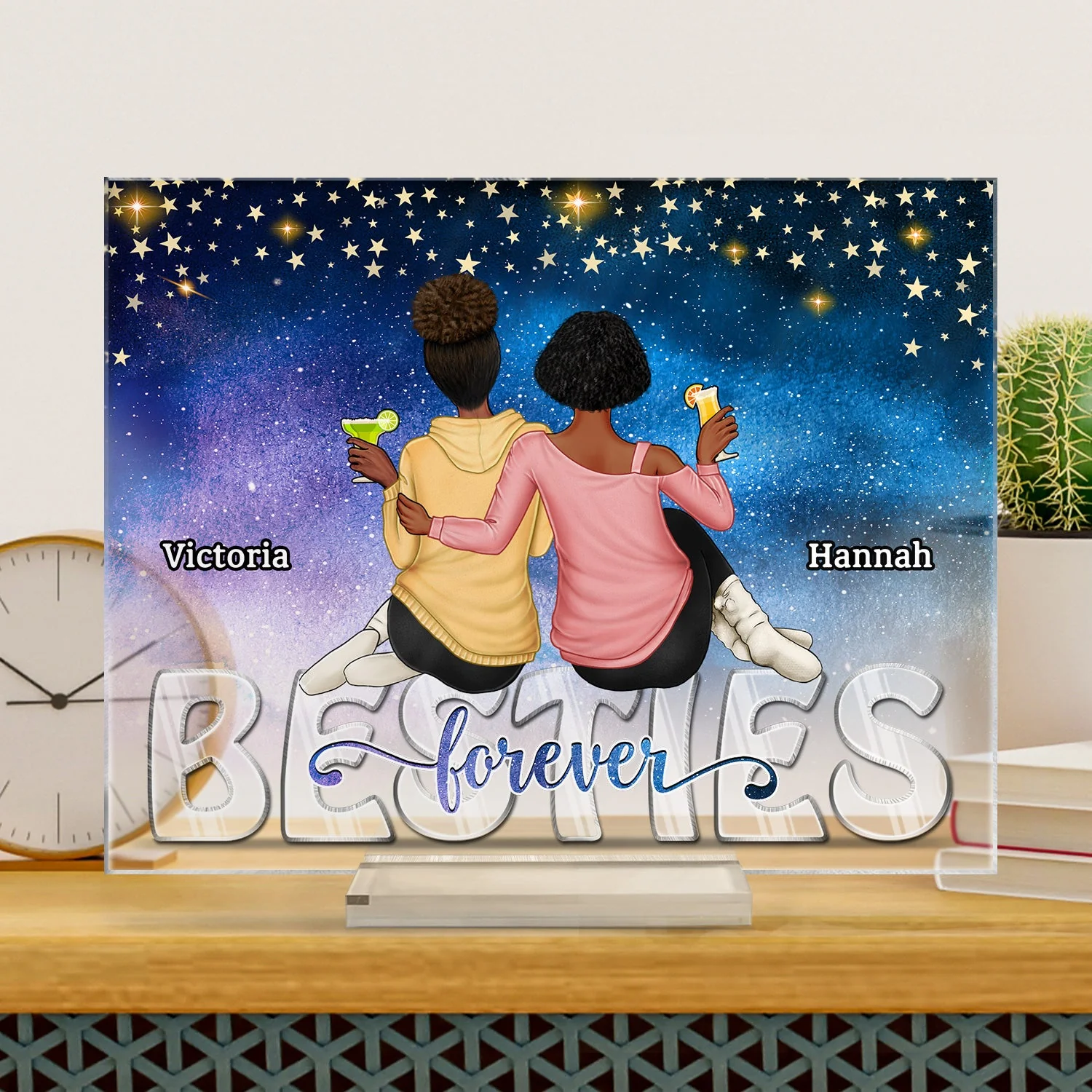 Besties Brothers Sisters Siblings Forever The Greatest Starry - Gift For Family & Friends - Personalized Custom Horizontal Rectangle Acrylic Plaque - Image 3