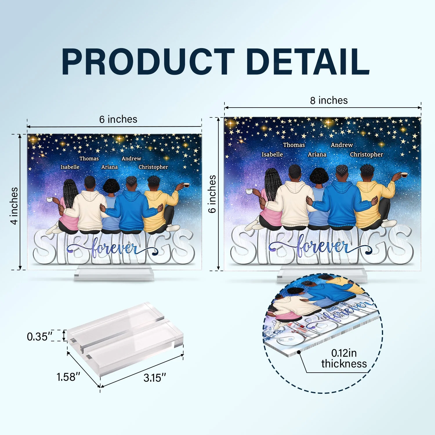 Besties Brothers Sisters Siblings Forever The Greatest Starry - Gift For Family & Friends - Personalized Custom Horizontal Rectangle Acrylic Plaque - Image 5