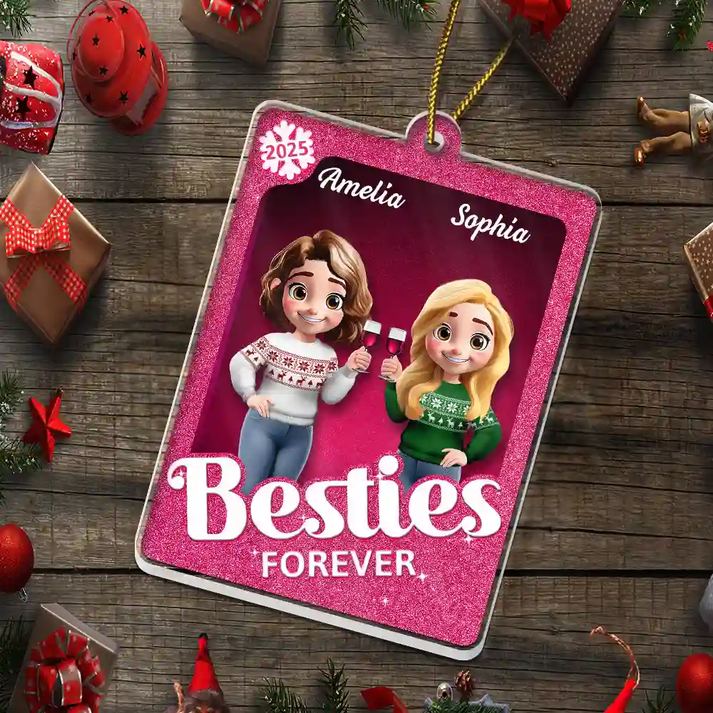 Besties Forever 3D Effect Toy Box - Personalized Custom Shaped Acrylic Ornament - Image 5