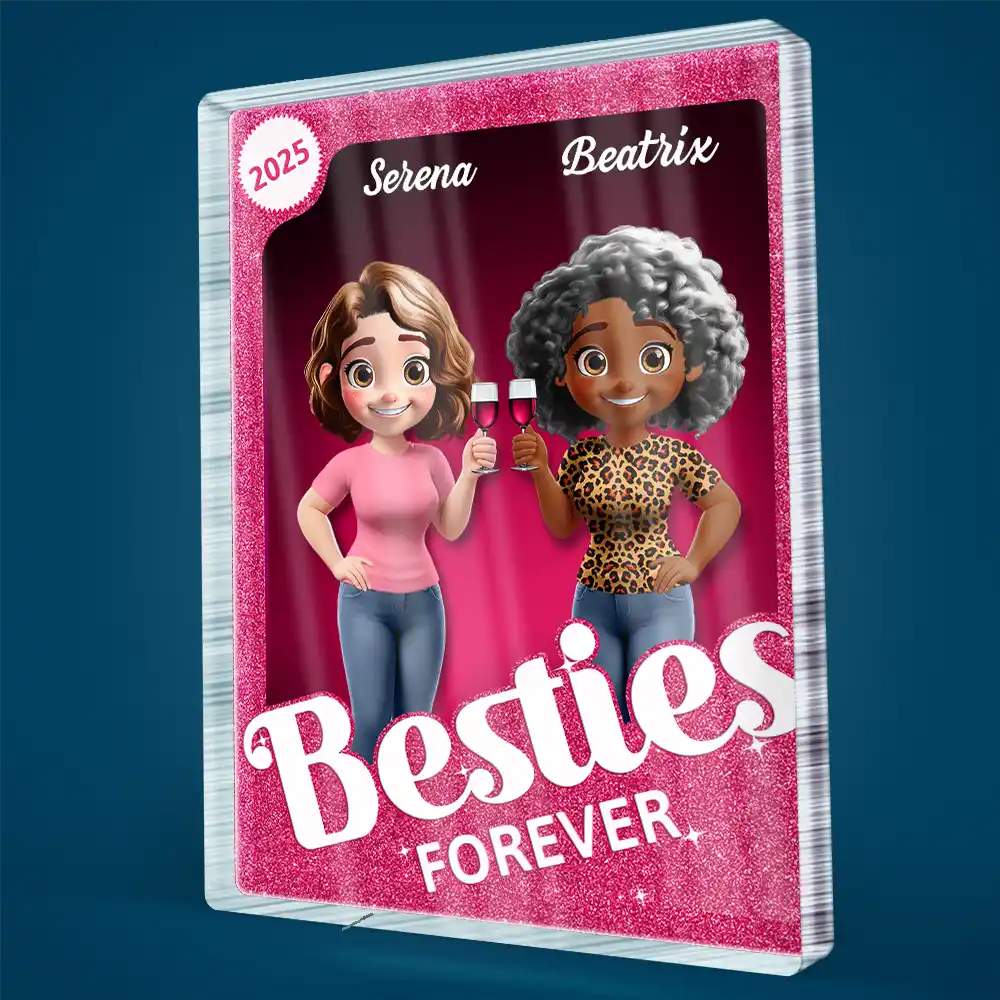 Besties Forever 3D Effect Toy Box - Personalized Custom Shaped Acrylic Plaque - Image 3