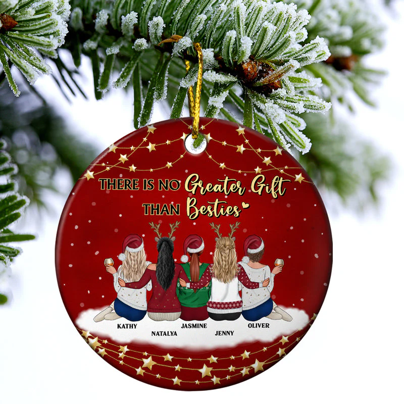 Besties Forever - Christmas Gift For Best Friends - Personalized Custom Circle Ceramic Ornament - Image 3