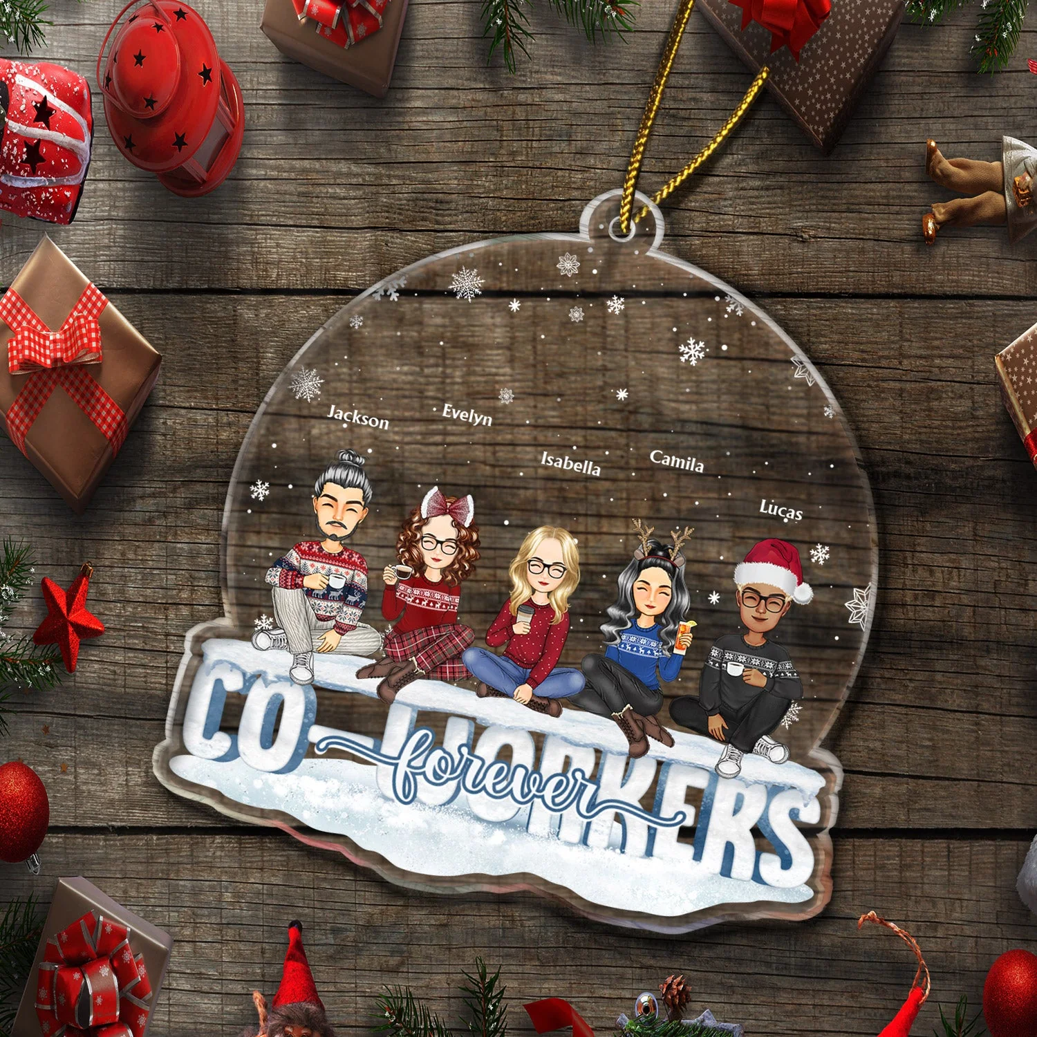 Besties Forever - Christmas Gift For Best Friends, Sisters, Colleagues - Personalized Custom Shaped Acrylic Ornament - Image 5