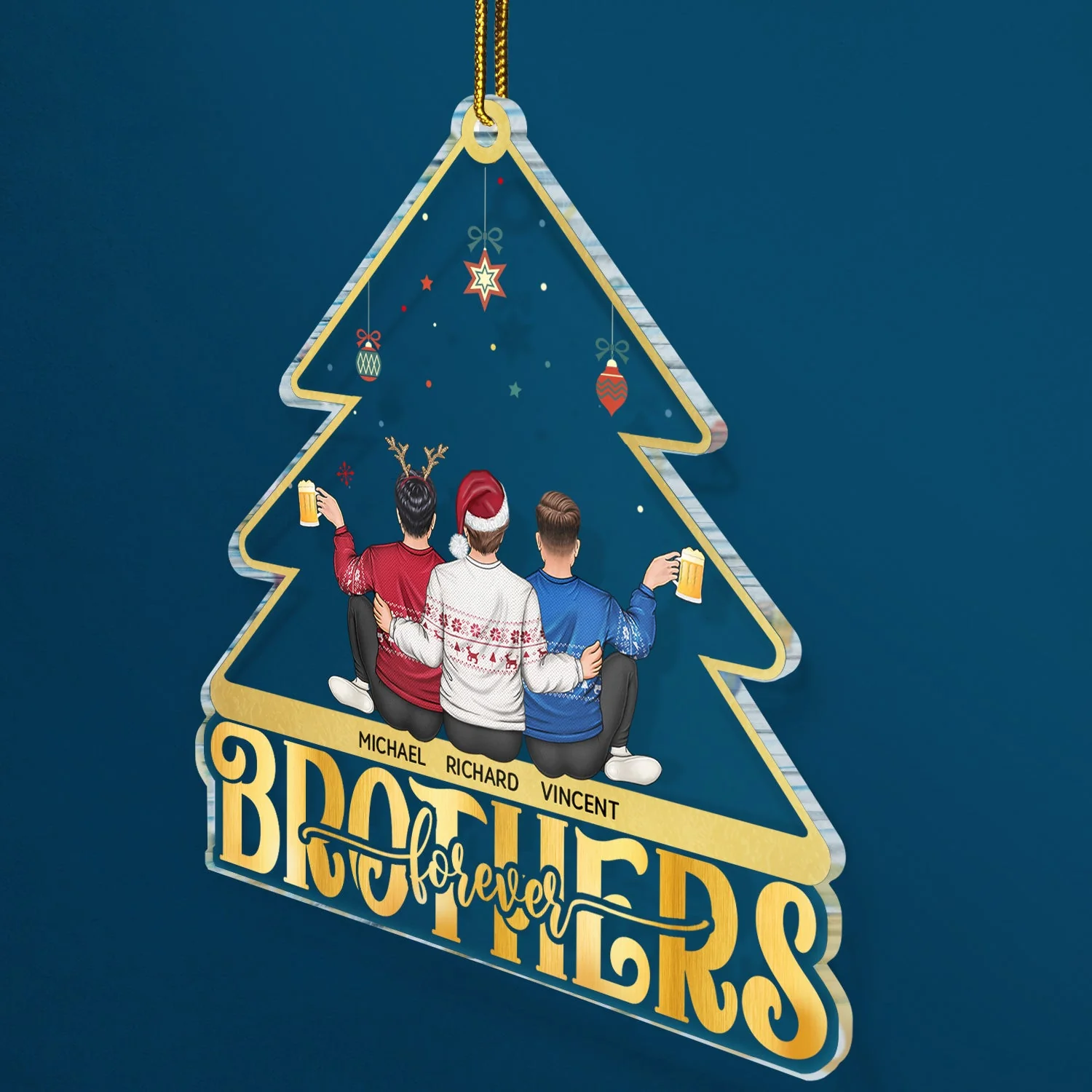 Besties Forever - Christmas Gift For Friends, Siblings, Family - Personalized Custom Shaped Acrylic Ornament - Image 2
